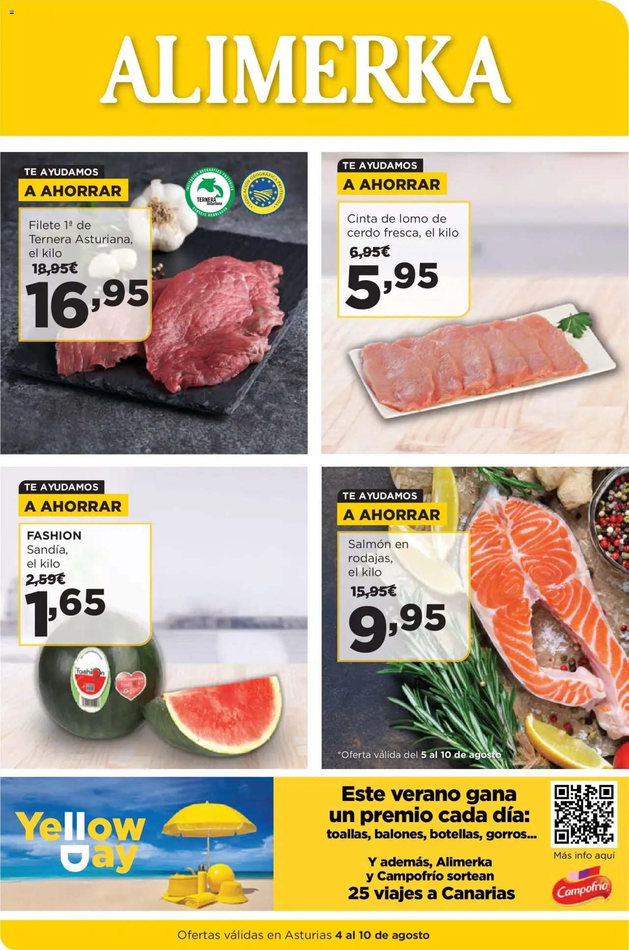 Alimerka folleto Asturias │ válido desde el 04.08.2025 | Página: 1 | Productos: Cerdo, Té, Filete