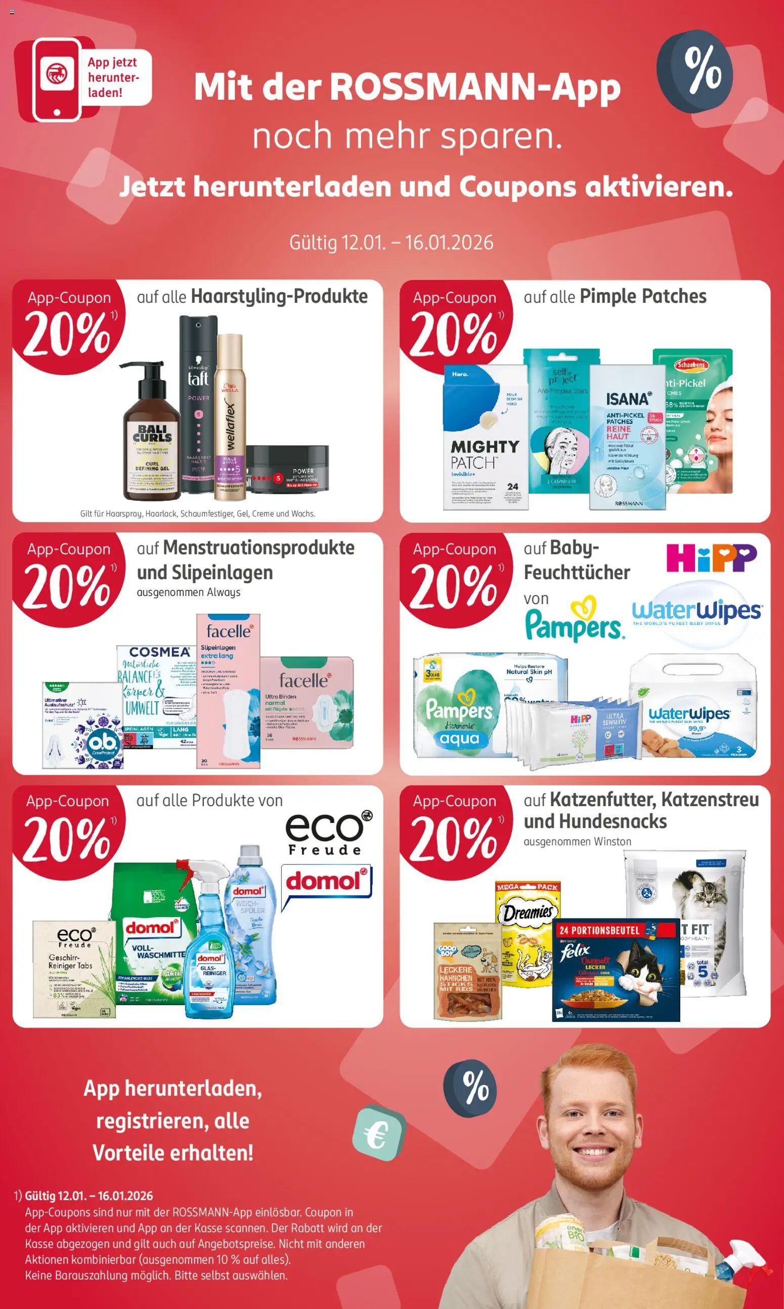 Rossmann Prospekt 	 – gültig ab 12.01.2026 | Seite: 12 | Produkte: Katzenfutter, Pampers, Haarspray, Reis
