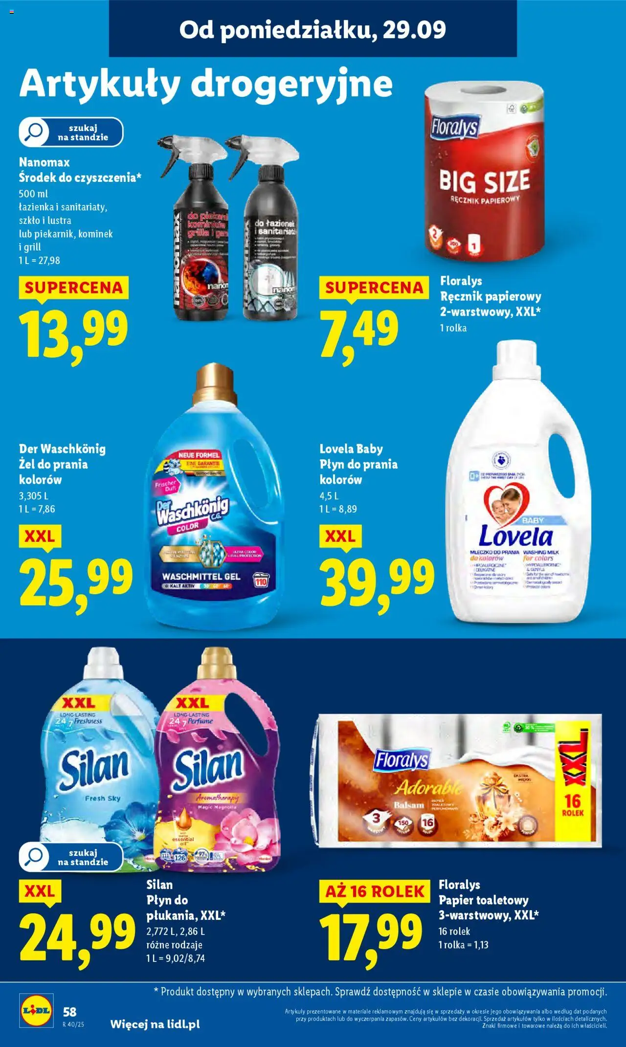 Lidl Gazetka od 29.09.2025 | Strona: 62 | Produkty: Papier toaletowy, Grill, Detergent, Ręcznik papierowy