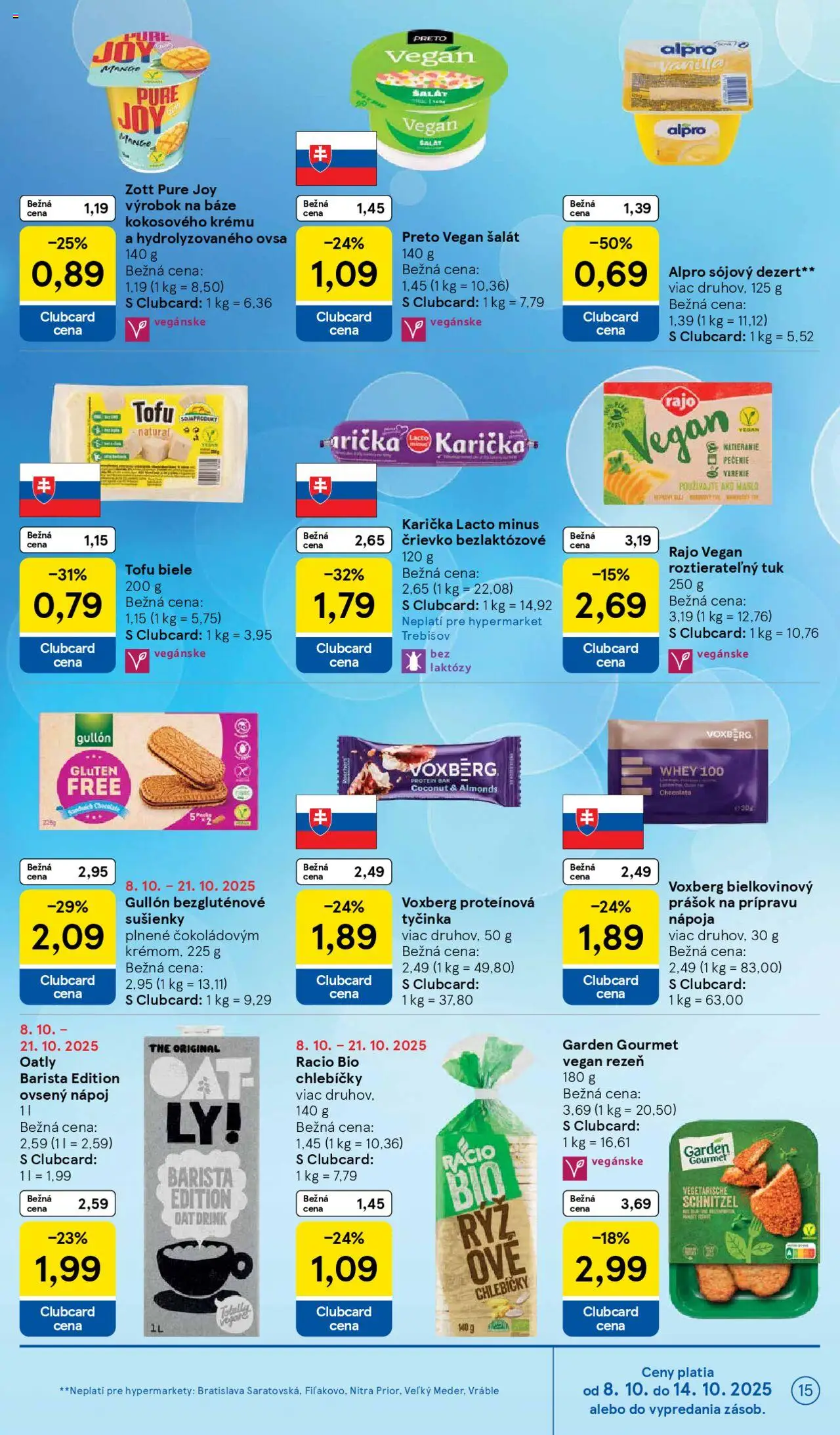 Nové Tesco akcie – leták je platný od 08.10.2025 | Strana: 15 | Produkty: Barista, Tofu, Protein, Alpro