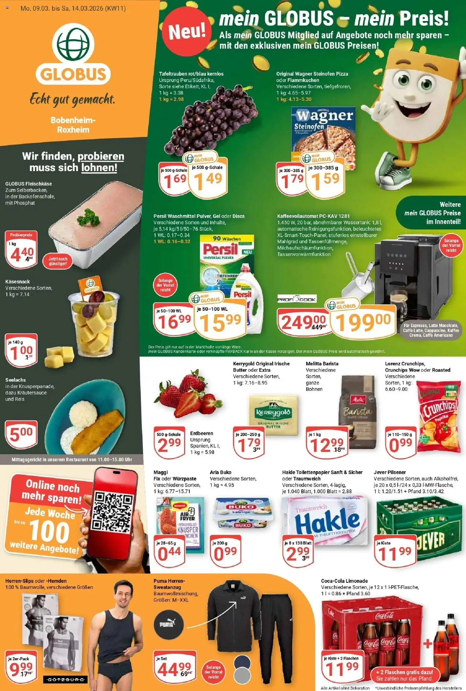 Globus prospekt Bobenheim-Roxheim	 – gültig ab 09.03.2026 | Seite: 1 | Produkte: Melitta, Kaffeevollautomat, Reis, Toilettenpapier