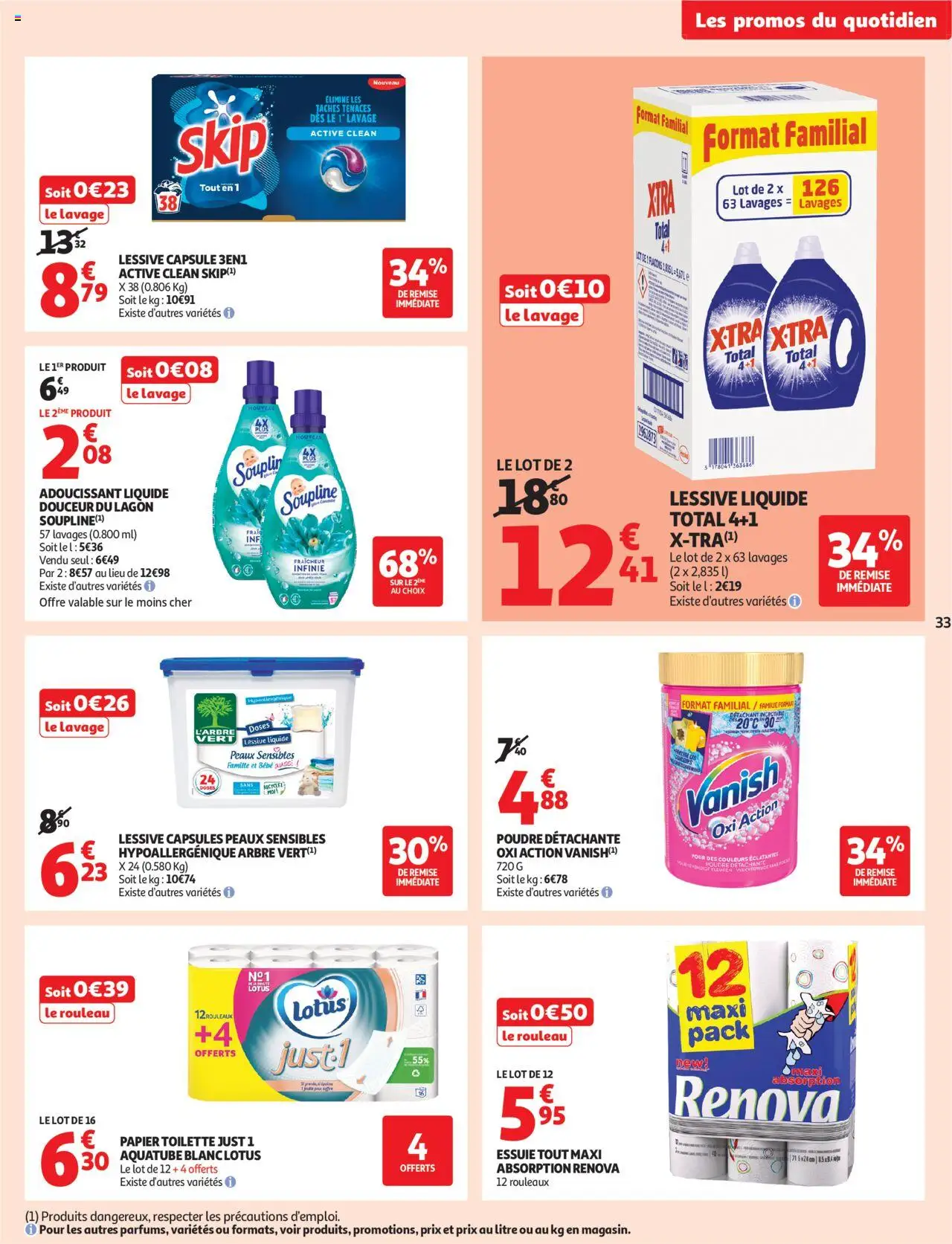  | Page: 33 | Produits: Papier toilette, Soupline, Détergent, Lessive