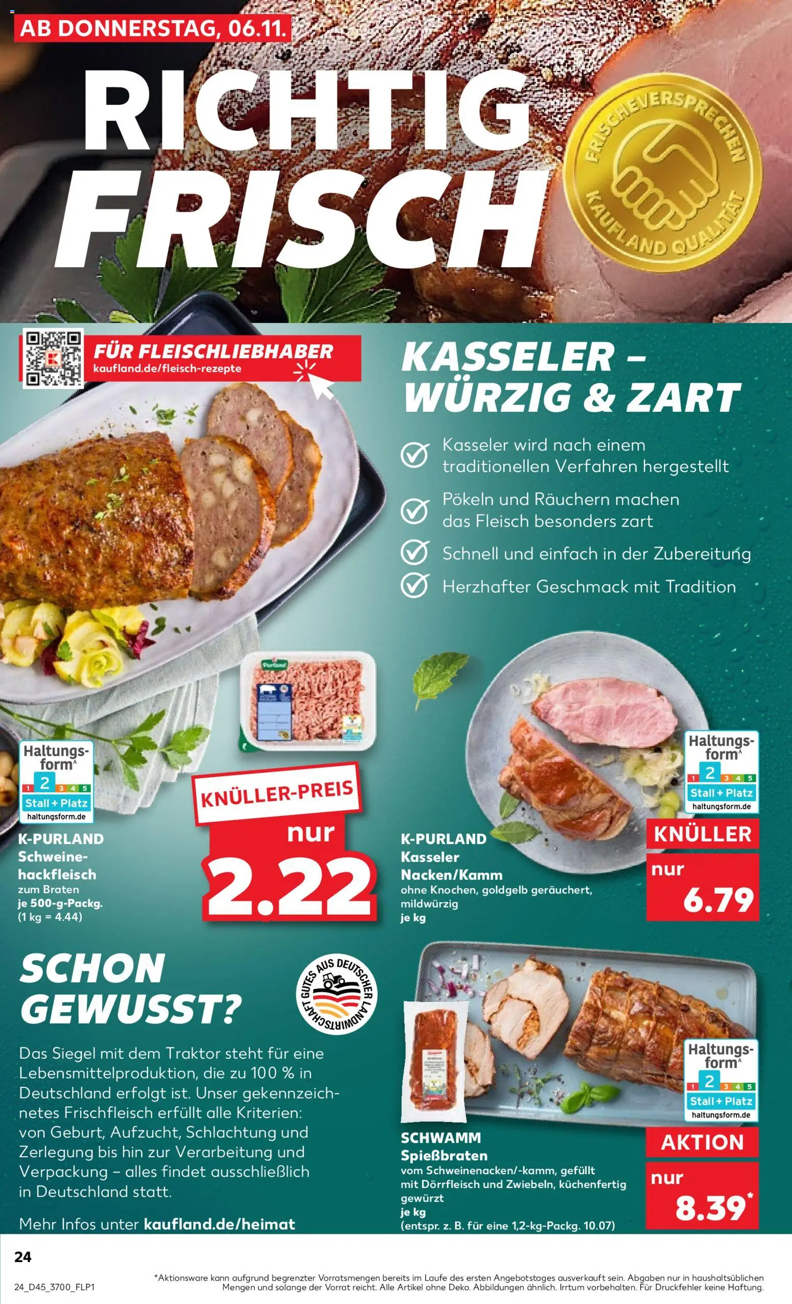 Kaufland prospekt Rostock	 – gültig ab 06.11.2025 | Seite: 24 | Produkte: Fleisch, Hackfleisch