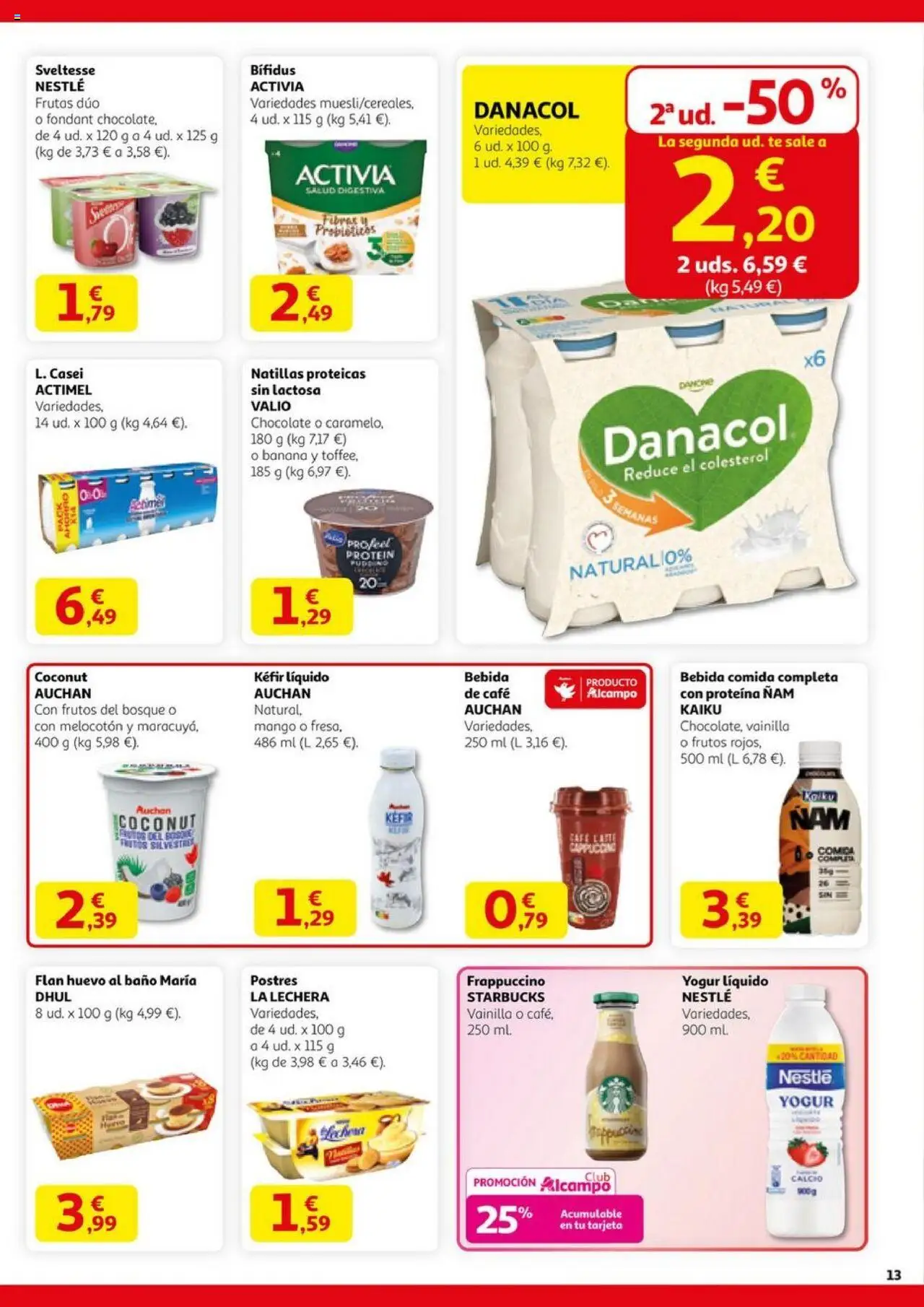 Alcampo - HG Nacional  │ válido desde el 11.09.2025 | Página: 13 | Productos: Yogur, Café, Chocolate, Ρούτερ