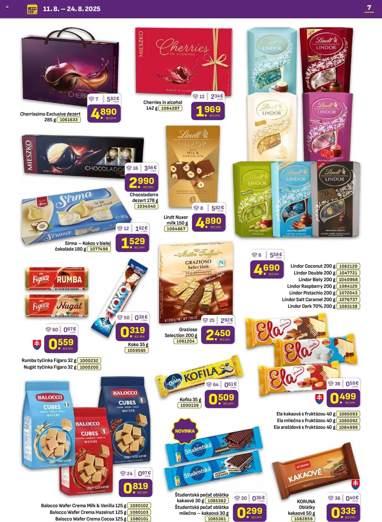Libex leták │ platný od 11.08.2025 | Strana: 7 | Produkty: Lindor, Lindt, Študentská pečať