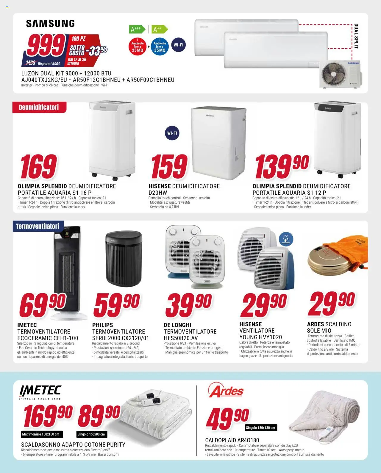 Volantino Trony del 17.10.2025 | Pagina: 26 | Prodotti: Ventilatore, Lavatrice, Bagno, Samsung