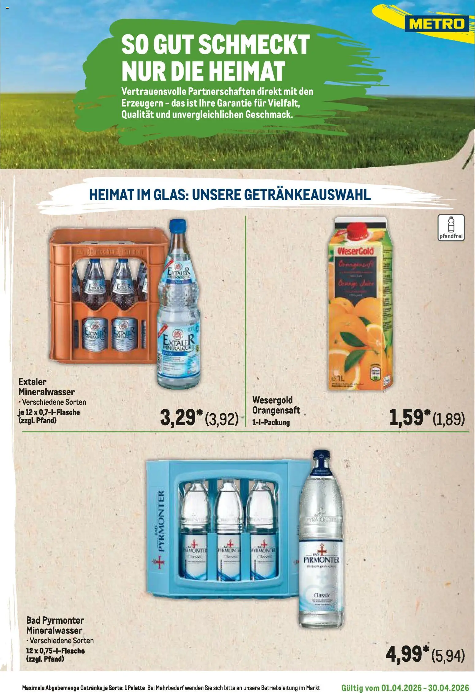 Metro Regionaler Flyer – gültig ab 01.04.2026 | Seite: 19 | Produkte: Bad, Orangensaft, Mineralwasser