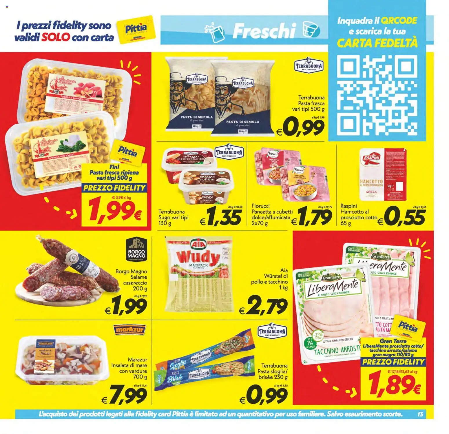 Volantino SuperConveniente del 27.11.2025 | Pagina: 13 | Prodotti: Salame, Pancetta, Prosciutto, Pasta