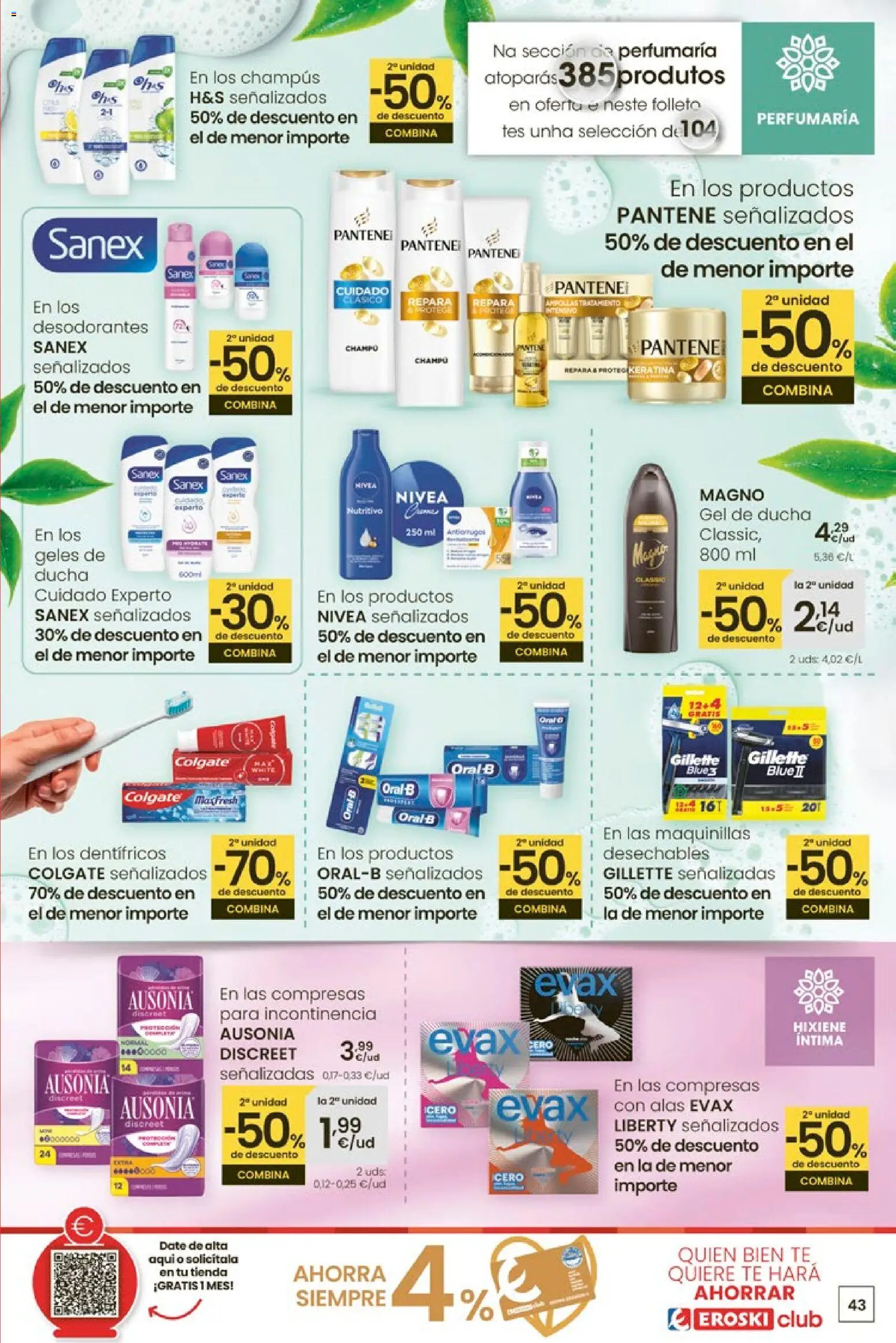 Eroski - Entroido do aforro │ válido desde el 29.01.2026 | Página: 43 | Productos: Champú, Té, Γλυφιτζούρι, Ducha