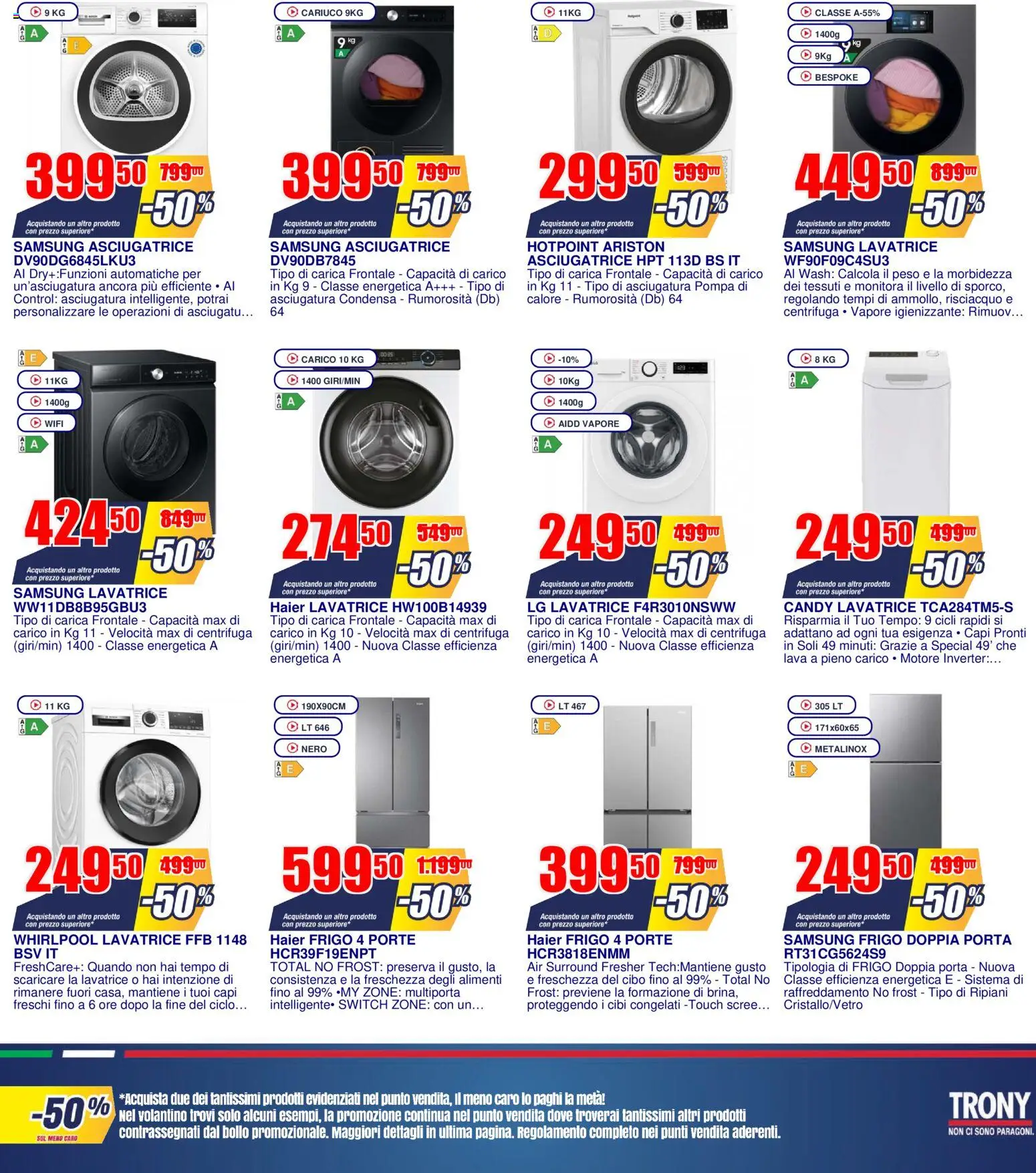 Volantino Trony del 19.02.2026 | Pagina: 2 | Prodotti: Centrifuga, Lavatrice, Asciugatrice, Samsung