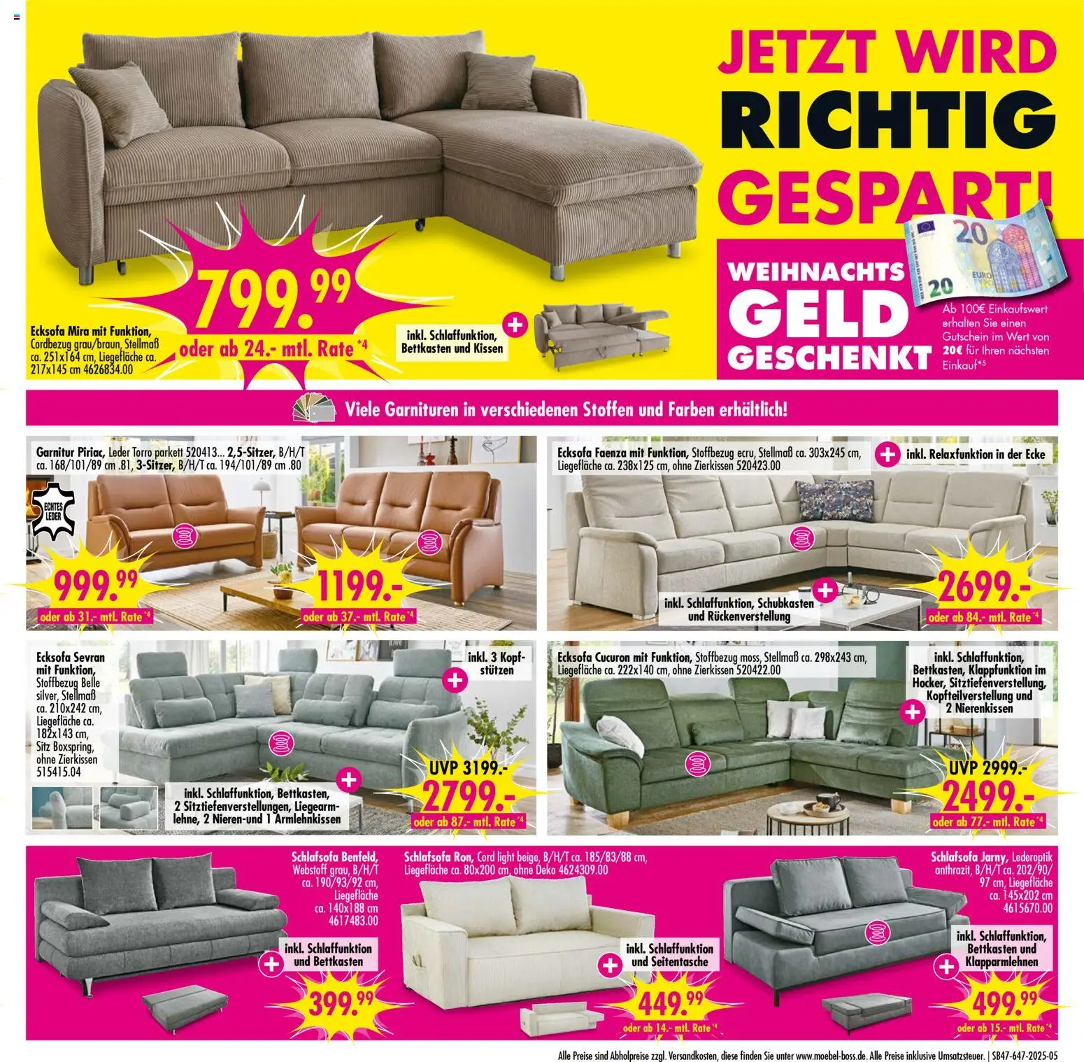 SB Möbel Boss Prospekt Neubrandenburg – gültig ab 15.11.2025 | Seite: 5 | Produkte: Schlafsofa, Ecksofa, Kissen