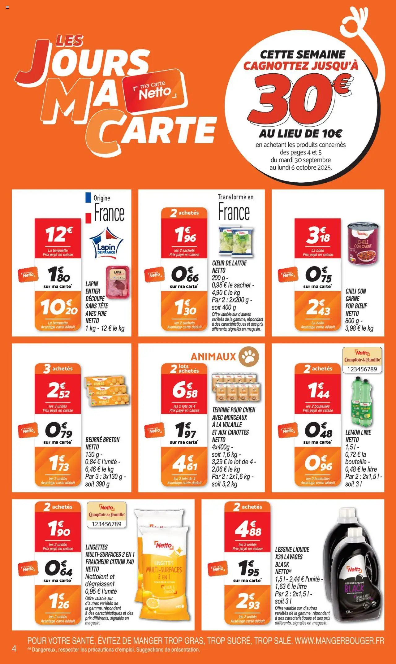  | Page: 4 | Produits: Carottes, Lapin, Lessive Liquide, Lessive