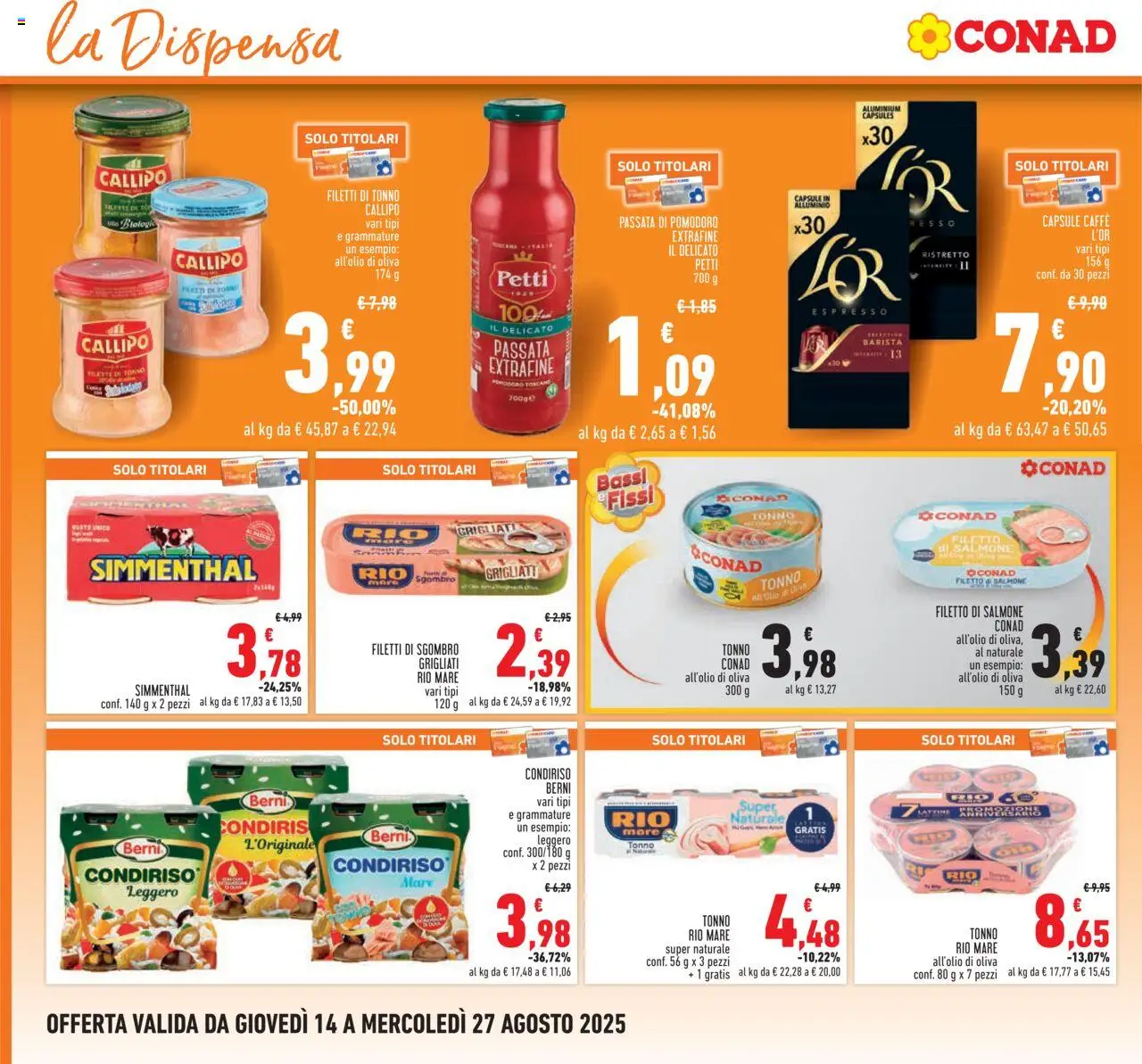Volantino Conad del 14.08.2025 | Pagina: 10 | Prodotti: Caffè, Pomodoro, Passata di pomodoro, Tonno