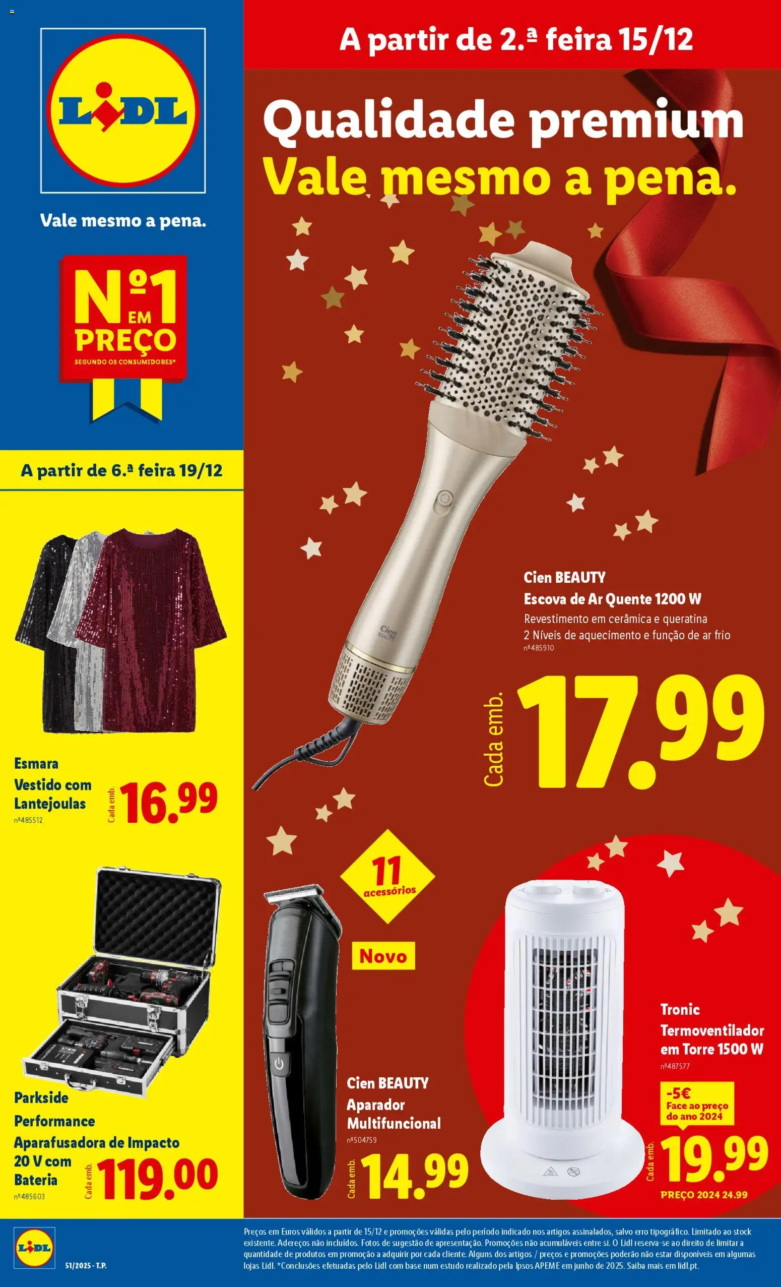 Lidl Novidades │ válido de 15.12.2025 | Página: 1 | Produtos: Vestido, Base, Aparador, Bateria
