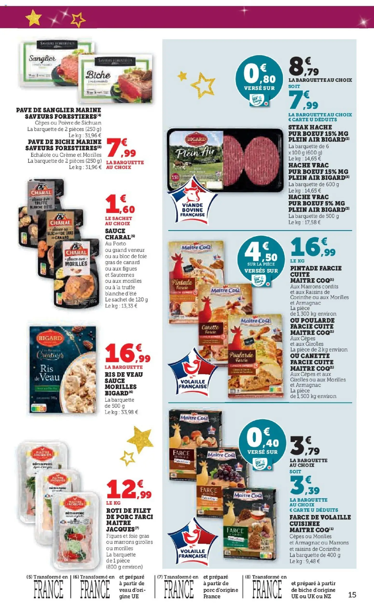 {H1} | Page: 15 | Produits: Ris de veau, Échalote, Pintade, Viande