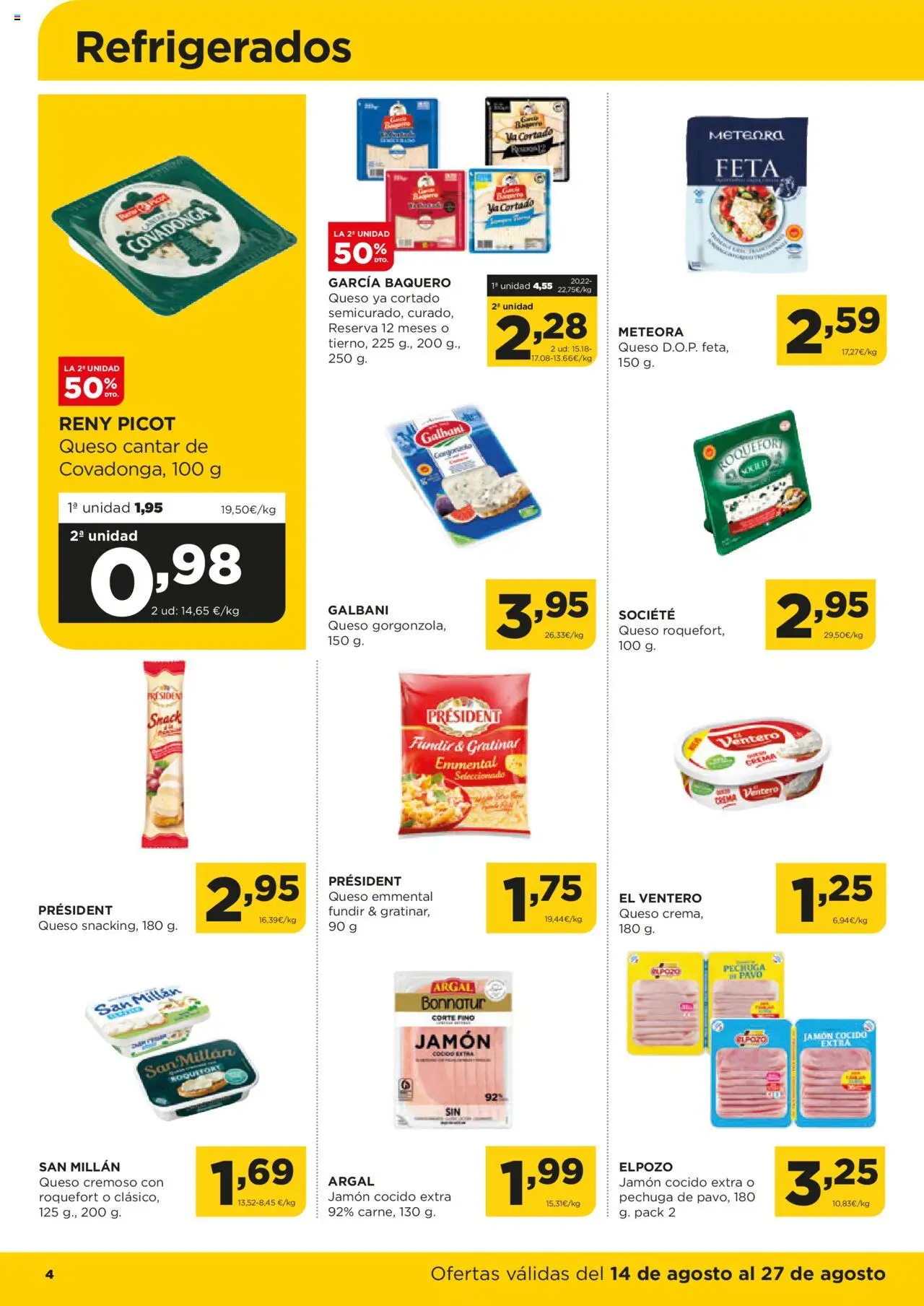 Alimerka folleto Castilla y León │ válido desde el 14.08.2025 | Página: 4 | Productos: Queso, Jamón, Jamón cocido, Crema