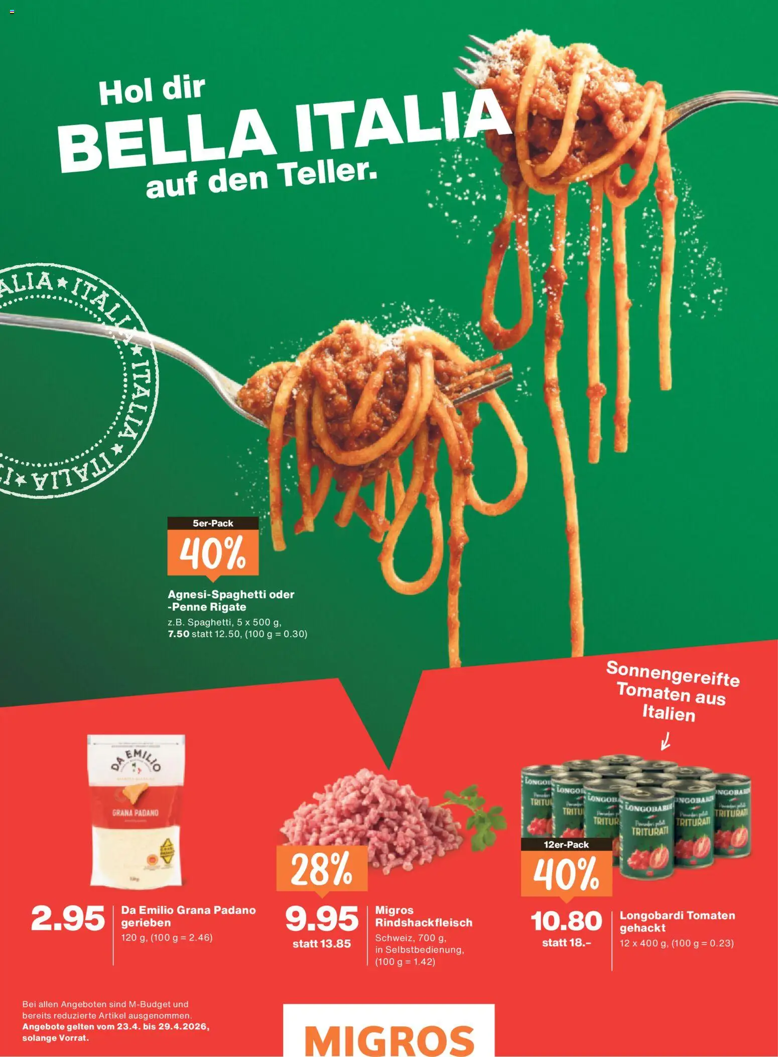 Migros aktionen – gültig ab 22.04.2026 | Seite: 3 | Produkte: Tomaten, Pasta