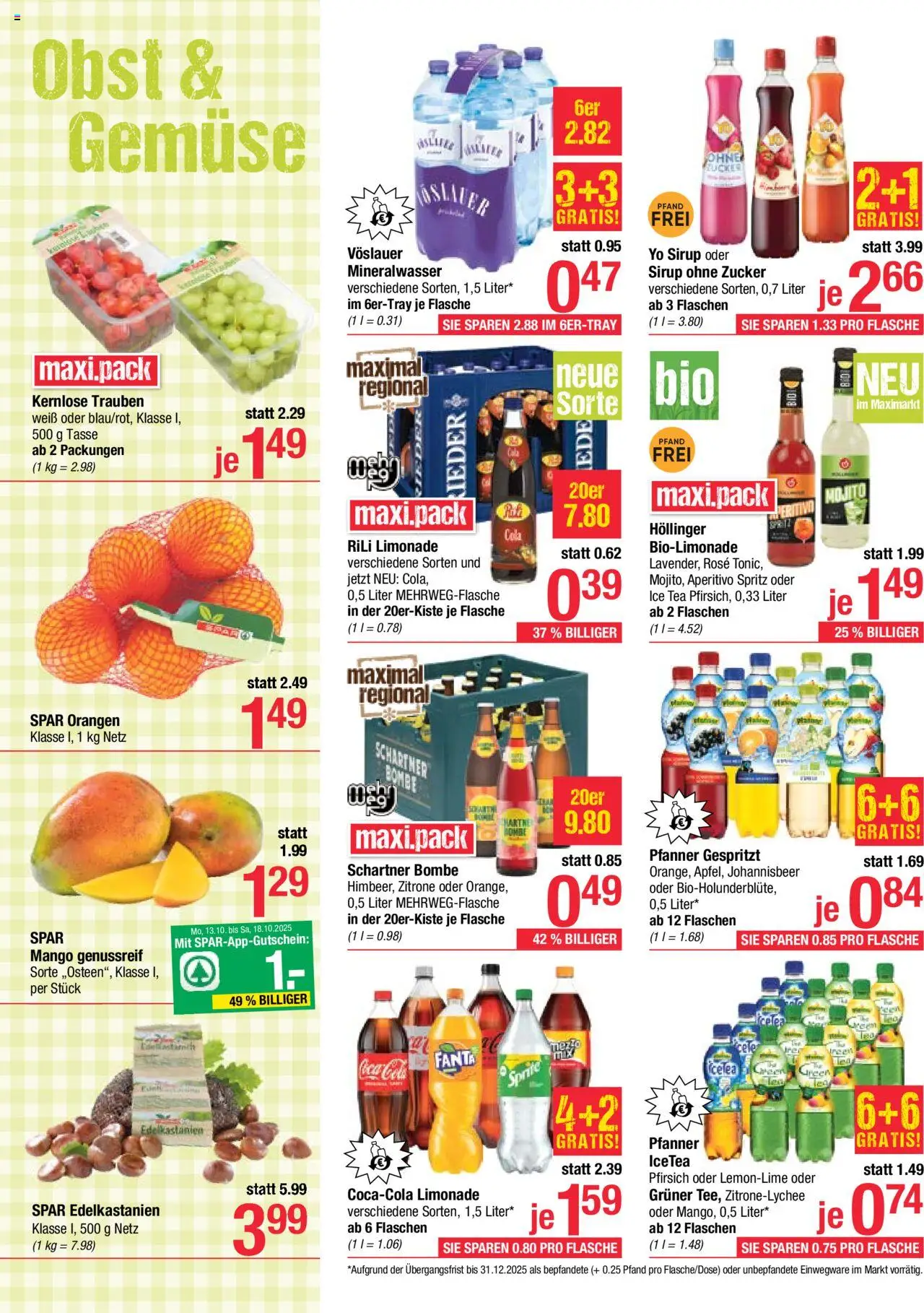 Maximarkt Flugblatt gültig ab 13.10.2025 | Seite: 14 | Produkte: Obst, Mango, Pfirsich, Orangen