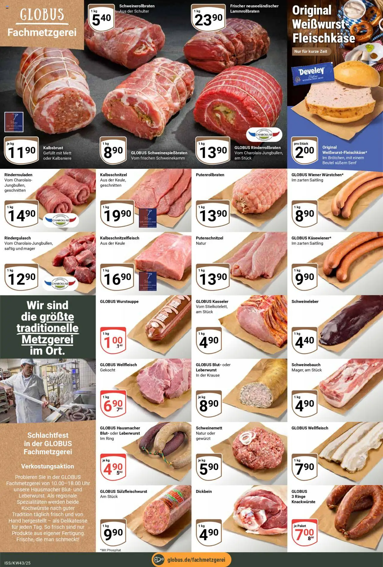 Globus Prospekt 	 – gültig ab 20.10.2025 | Seite: 9 | Produkte: Rinderrouladen, Schweinebauch, Putenschnitzel, Uhr