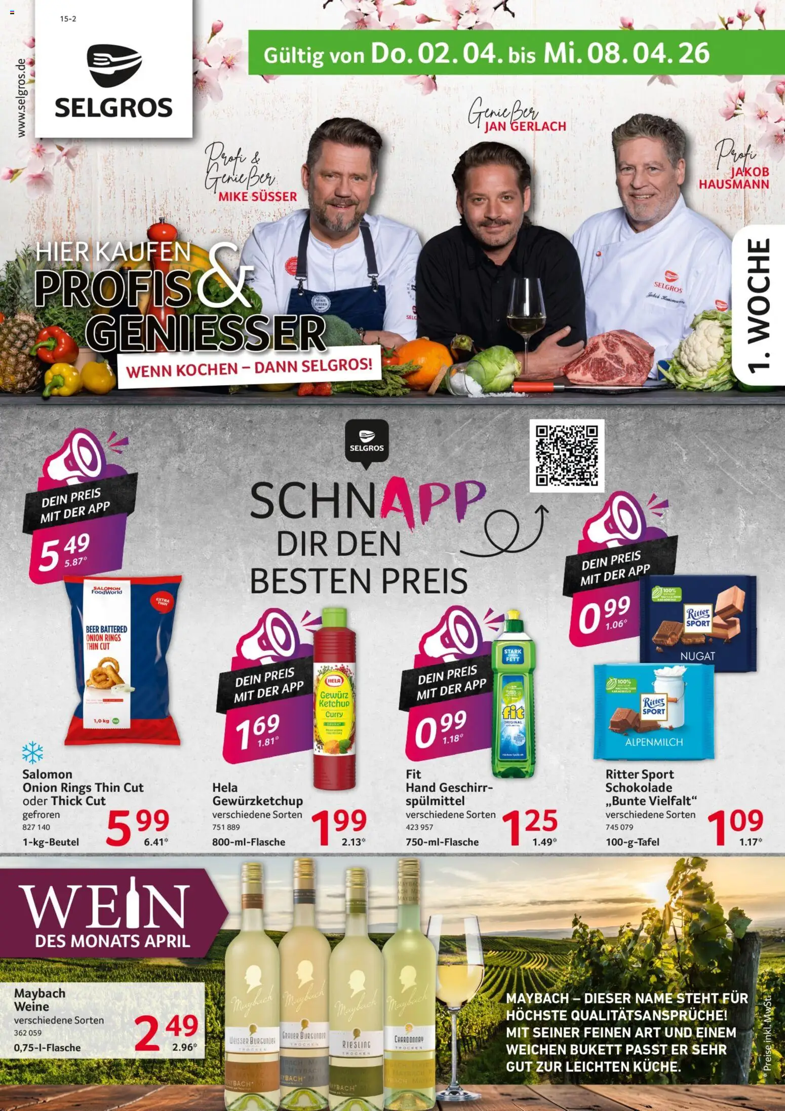 Selgros Prospekt 	 – gültig ab 02.04.2026 | Seite: 1 | Produkte: Schokolade, Ritter sport, Wein, Ketchup