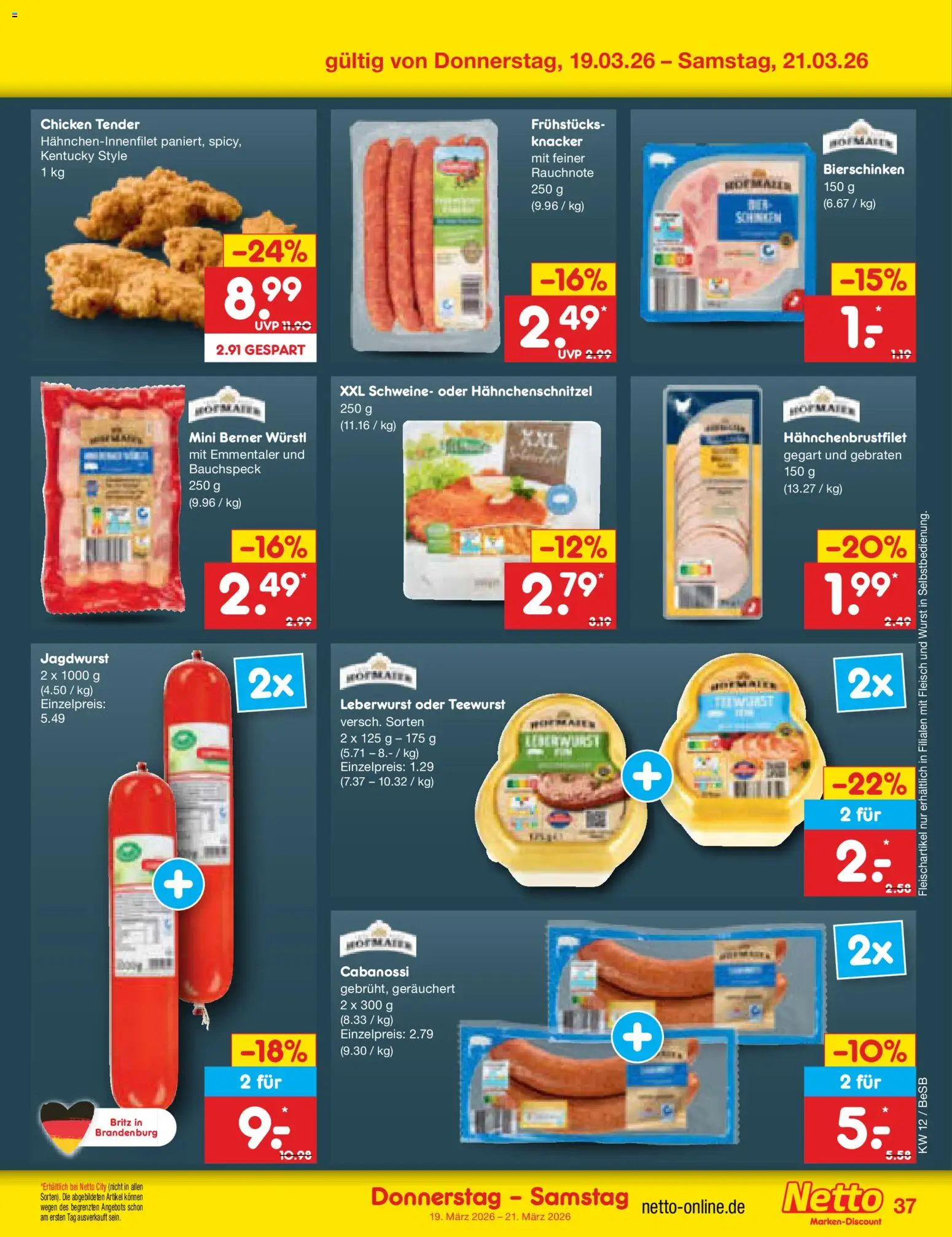 Netto Marken-Discount Prospekt 	 – gültig ab 16.03.2026 | Seite: 57 | Produkte: Würstl, Wurst, Schinken, Fleisch