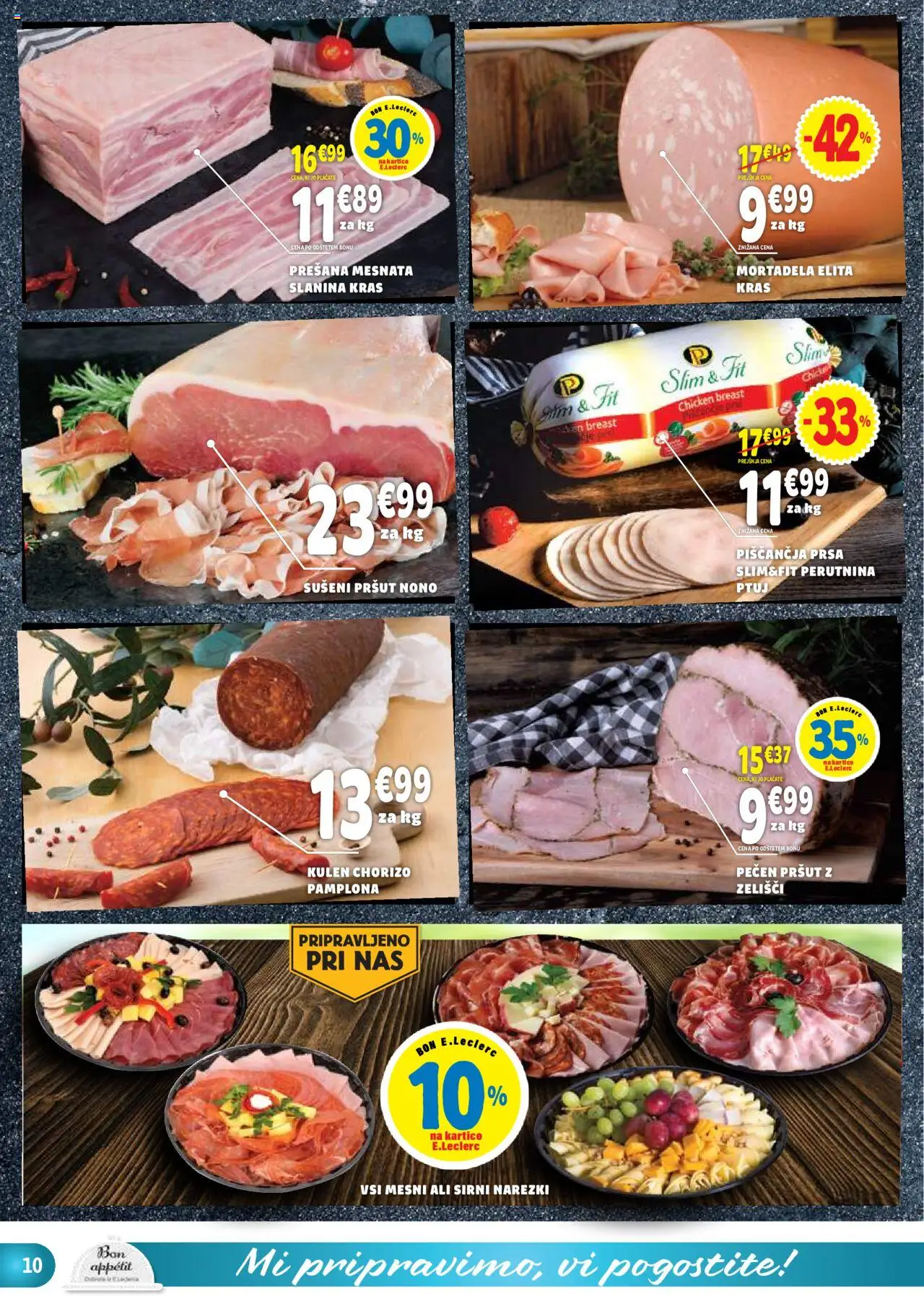 Novi E.leclerc katalog ponudbe – veljaven od 17.09.2025 | Stran: 10 | Izdelki: Pršut, Mortadela, Slanina