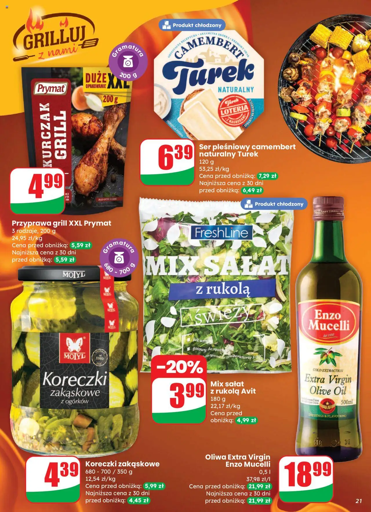 Dino Gazetka od 27.08.2025 | Strona: 21 | Produkty: Grill, Camembert, Oliwa extra virgin, Ser