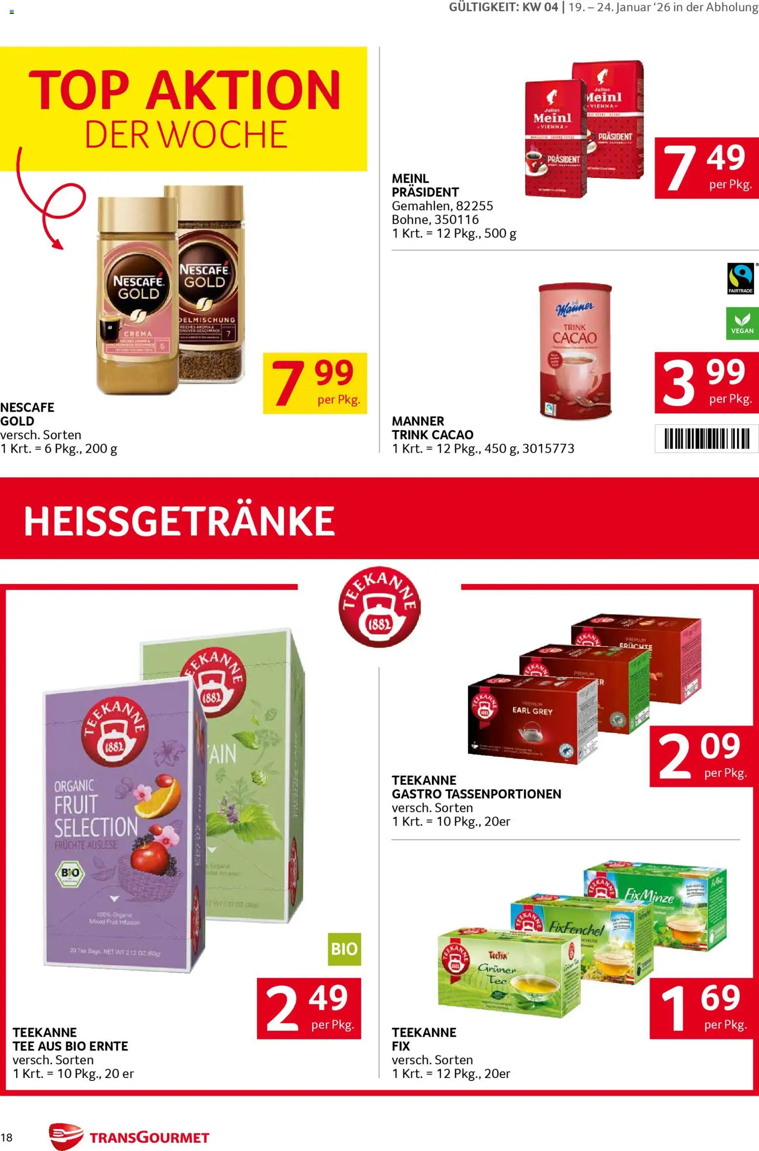 Transgourmet Flugblatt gültig ab 19.01.2026 | Seite: 18 | Produkte: Tee