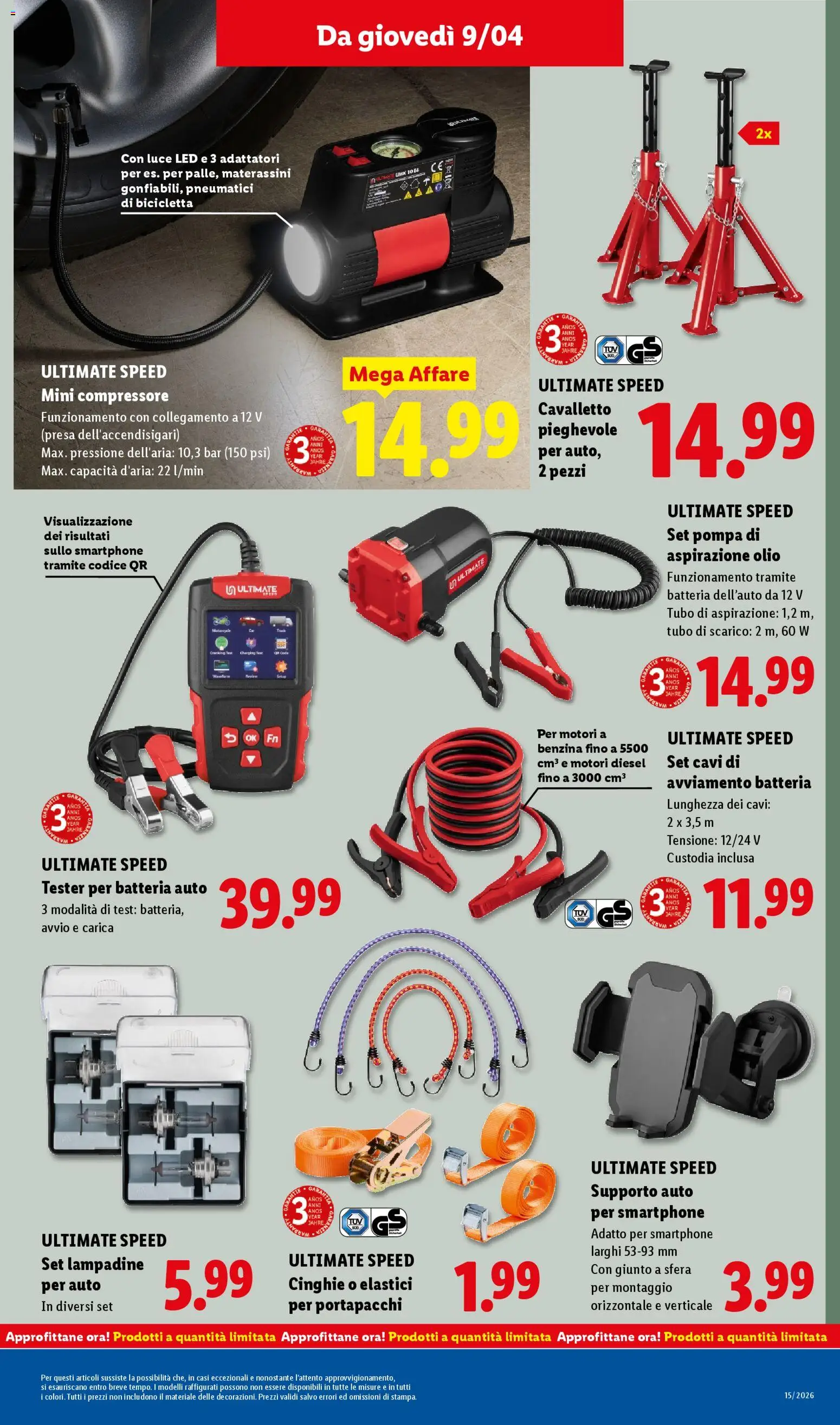 Volantino Lidl del 09.04.2026 | Pagina: 21 | Prodotti: Bicicletta, Compressore, Smartphone, Presa
