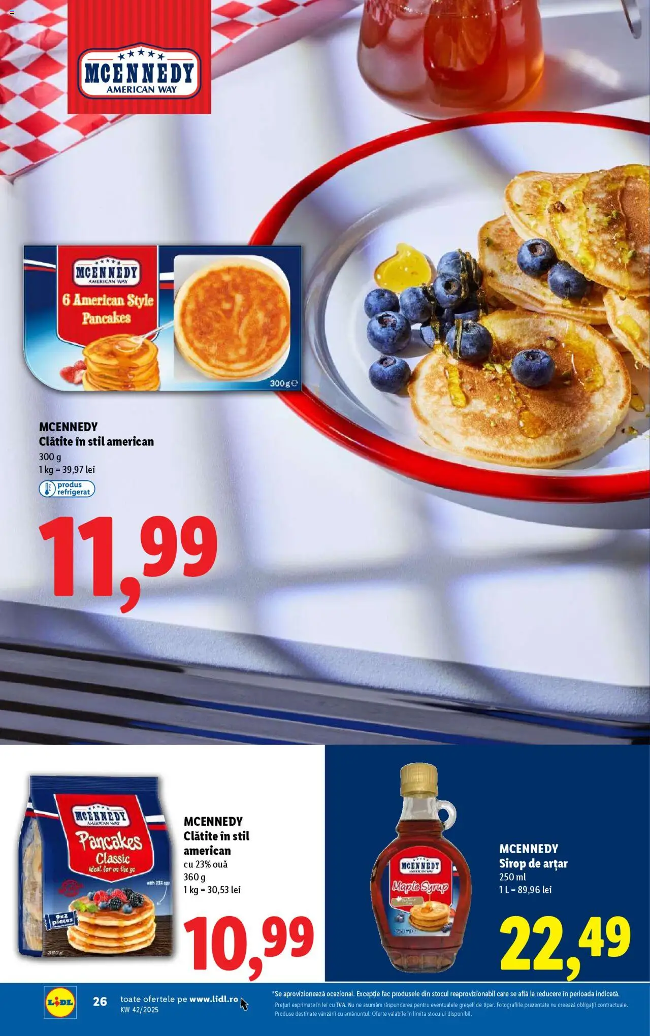 Noul catalog Lidl – valabil de la 13.10.2025 | Pagină: 26 | Produse: Delgeç, Clătite, Ouă, Sirop de arțar