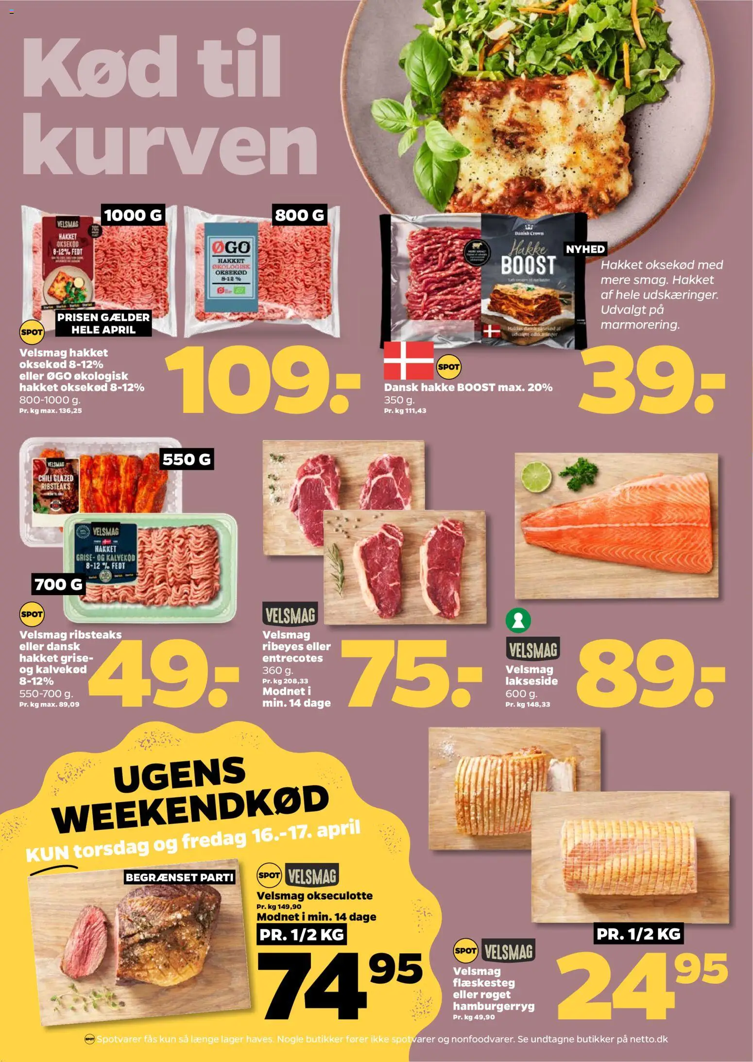 Netto tilbudsavis – gyldig fra 11.04.2026 | Side: 5 | Produkter: Oksekød, Flæskesteg, Hamburgerryg