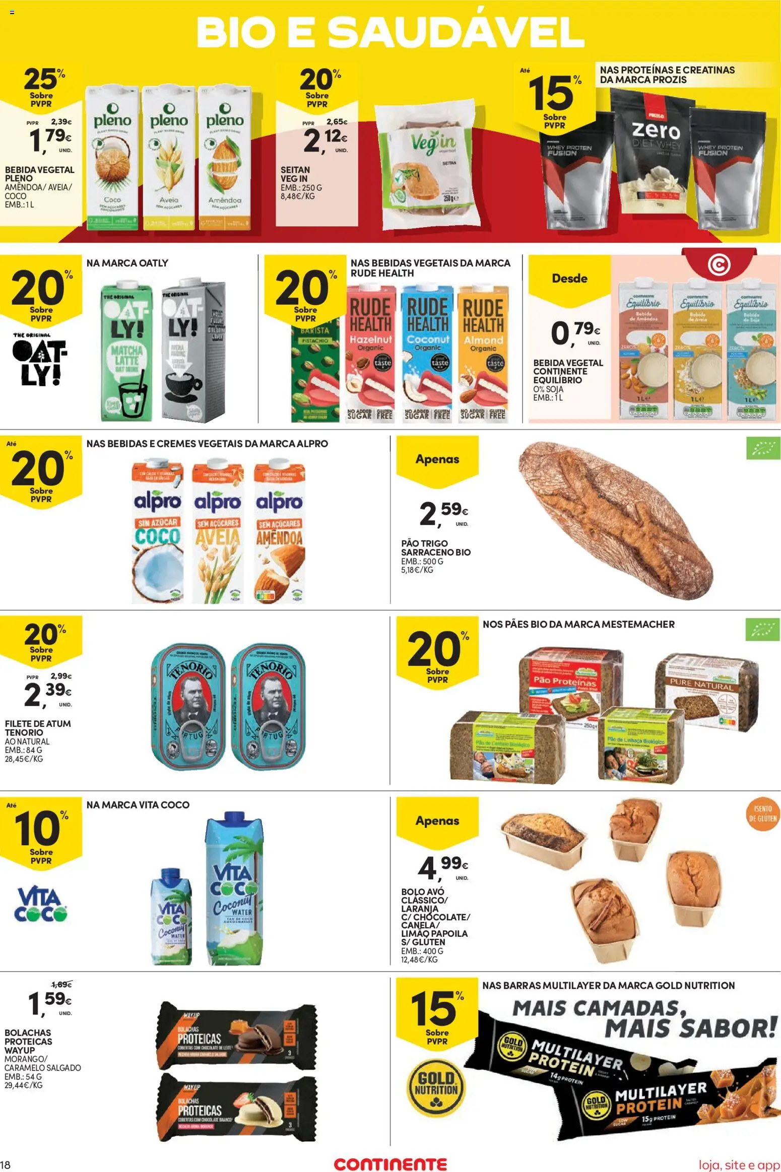 Continente Semanal Continente Bom Dia │ válido de 28.04.2026 | Página: 18 | Produtos: Amêndoas, Centeio, Leite, Chocolate