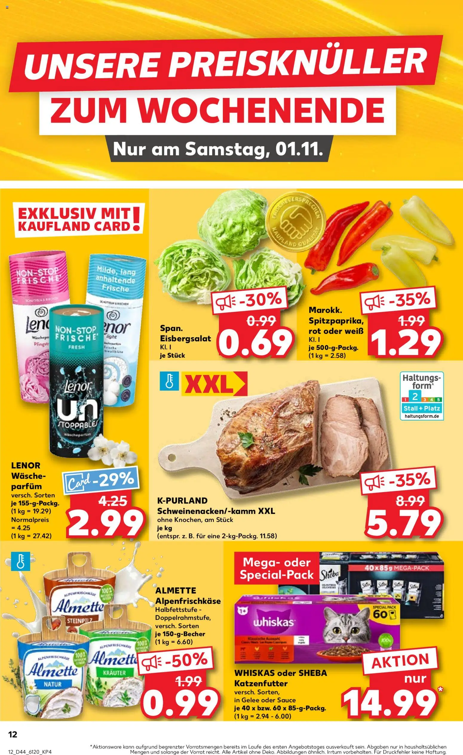 Kaufland prospekt Bremen	 – gültig ab 30.10.2025 | Seite: 12 | Produkte: Sheba, Katzenfutter, Eisbergsalat, Whiskas