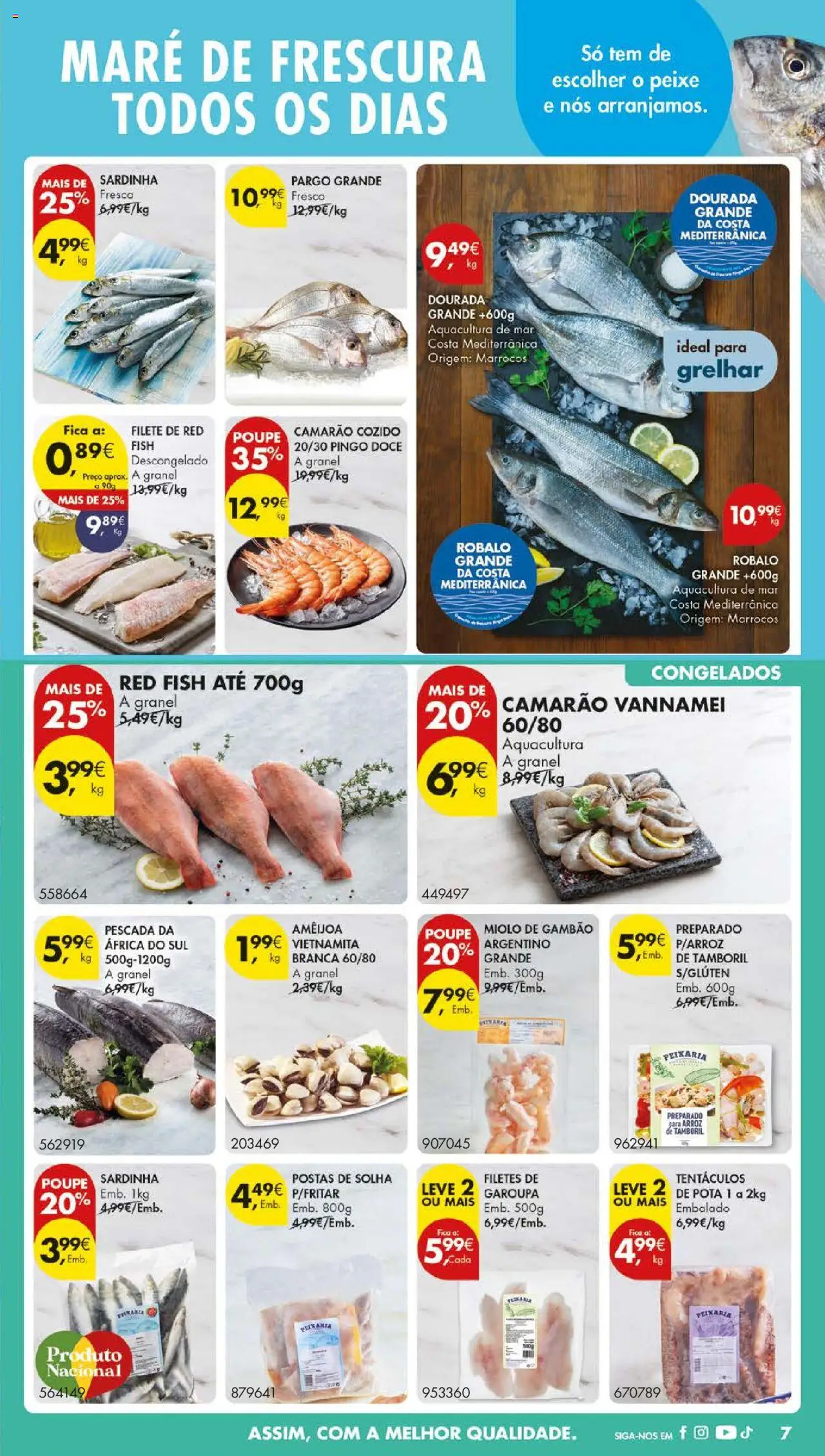 Pingo Doce folheto │ válido de 05.08.2025 | Página: 7 | Produtos: Dourada, Camarão, Tamboril, Peixe