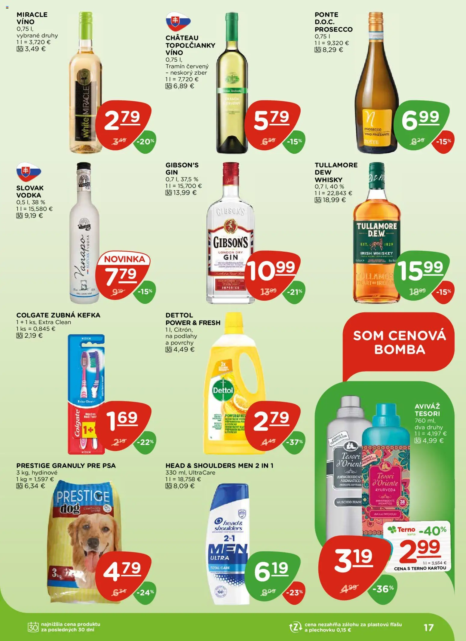 Nové Terno akcie – leták je platný od 04.12.2025 | Strana: 17 | Produkty: Zubná kefka, Prosecco, Dettol, Head & Shoulders
