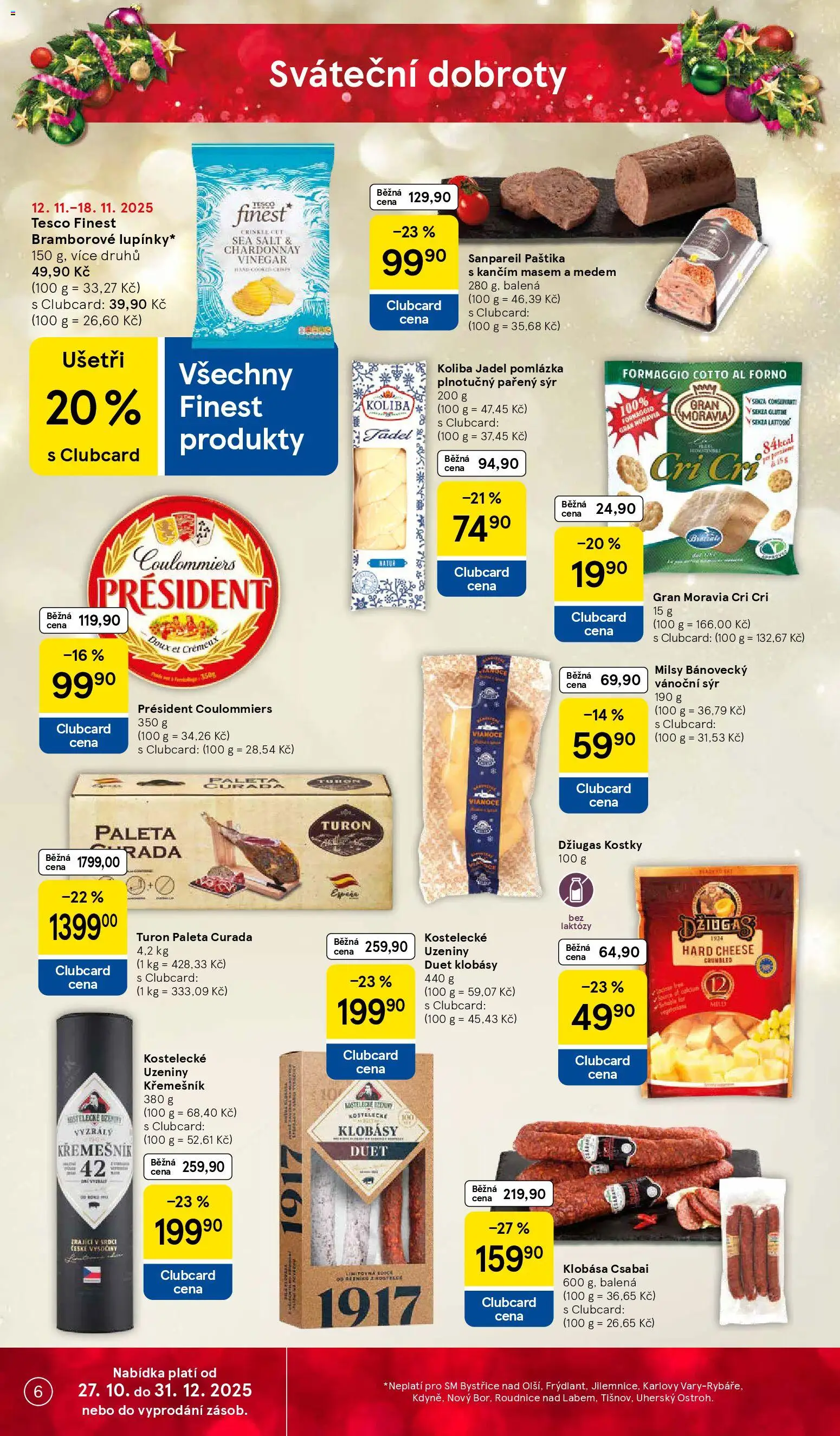 Tesco leták - Supermarket od 12.11.2025 | Strana: 6 | Produkty: Uzeniny, Kostky, Paštika, Cotto