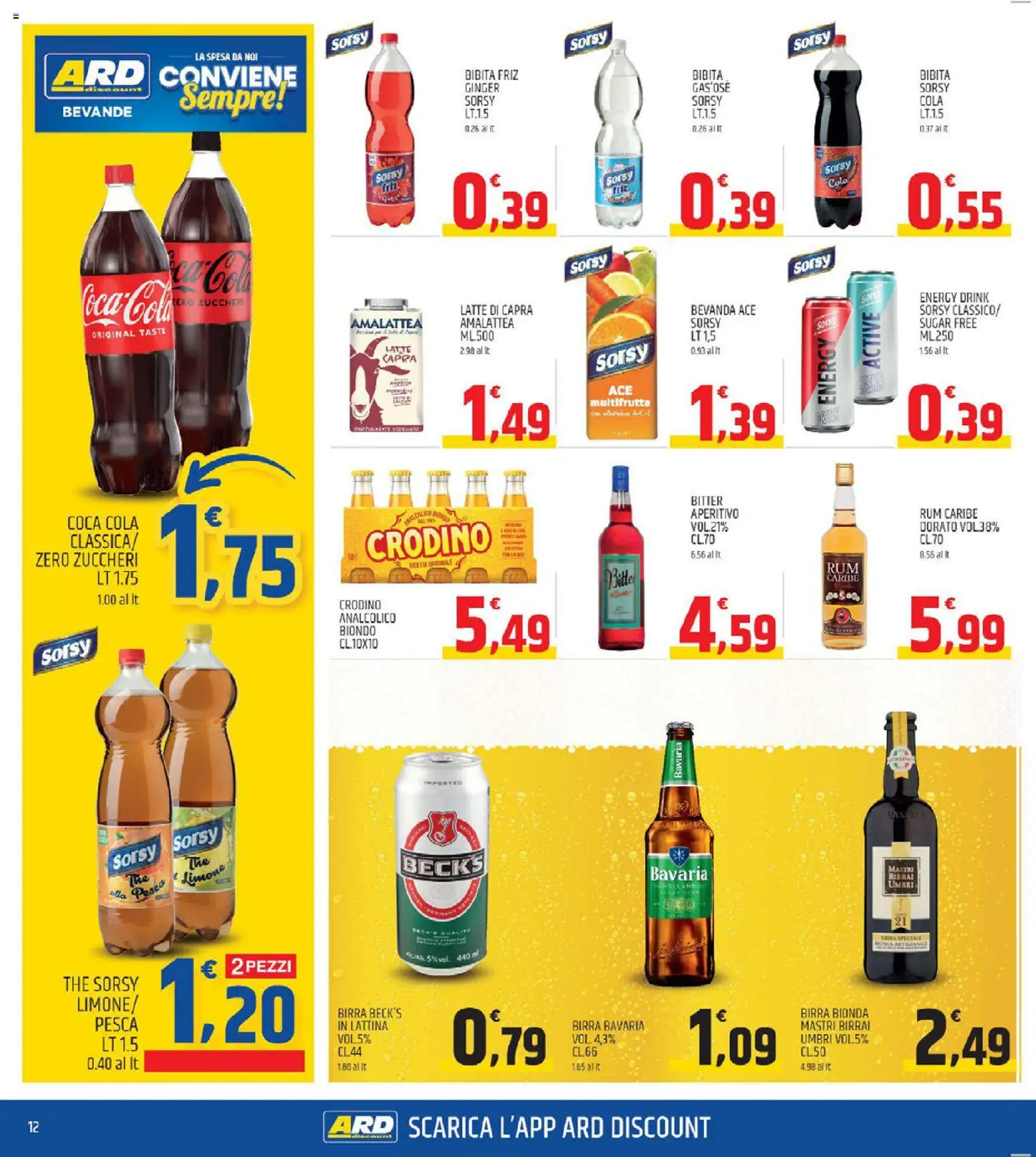 Volantino ARD Discount del 18.11.2025 | Pagina: 12 | Prodotti: Birra, Pesca, Bibita, Aperitivo