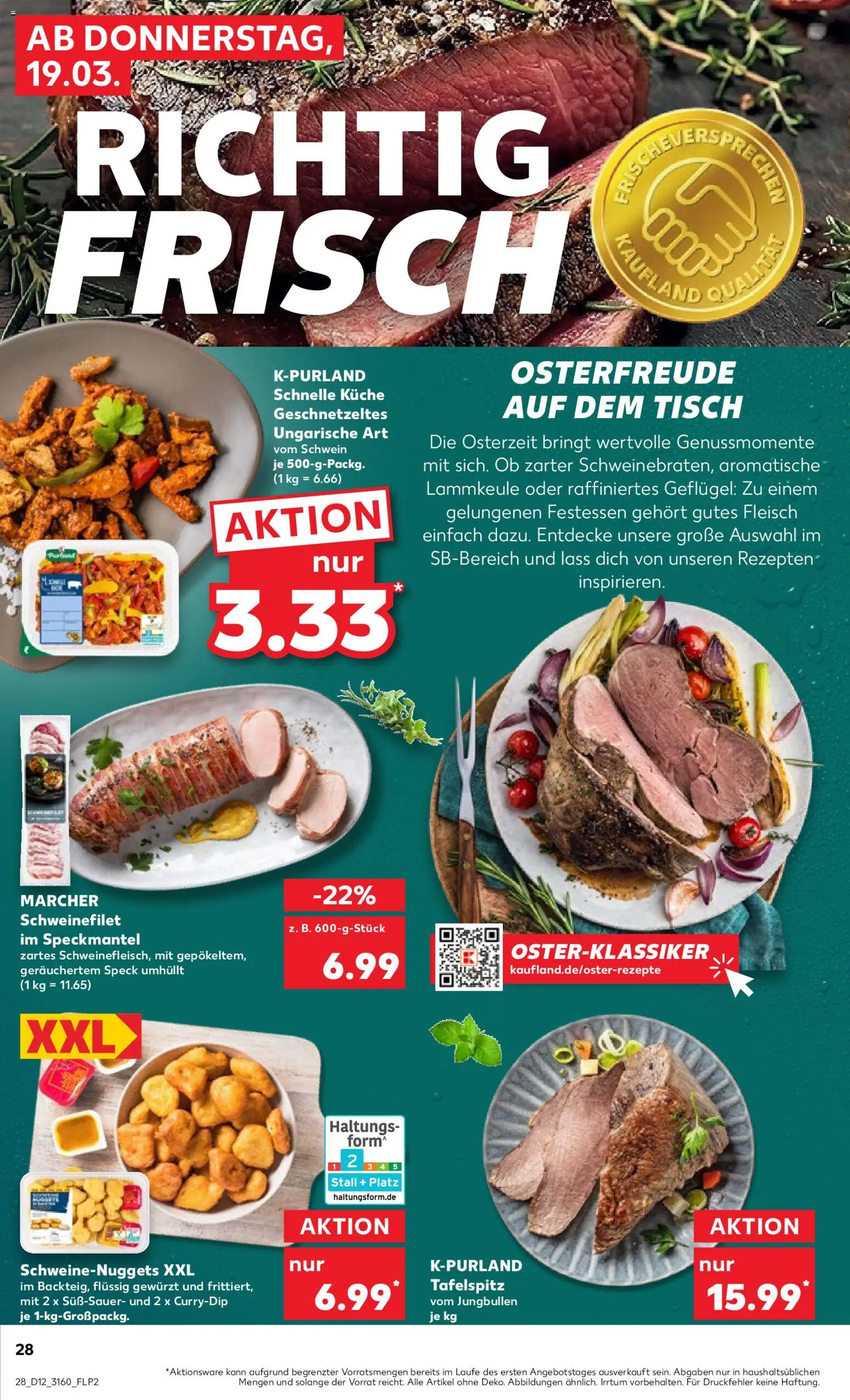 Kaufland Prospekt Frankfurt (Oder)	 – gültig ab 19.03.2026 | Seite: 28 | Produkte: Tafelspitz, Tisch, Küche, Schweinefilet