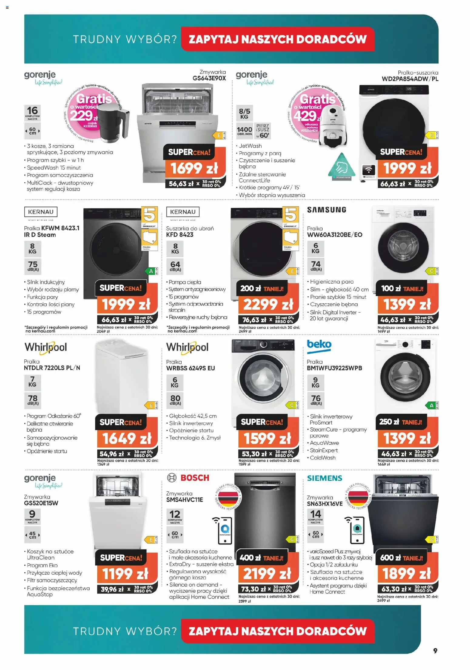 Max elektro Gazetka od 02.12.2025 | Strona: 9 | Produkty: Pralka, Suszarka, Czajnik, Sztućce