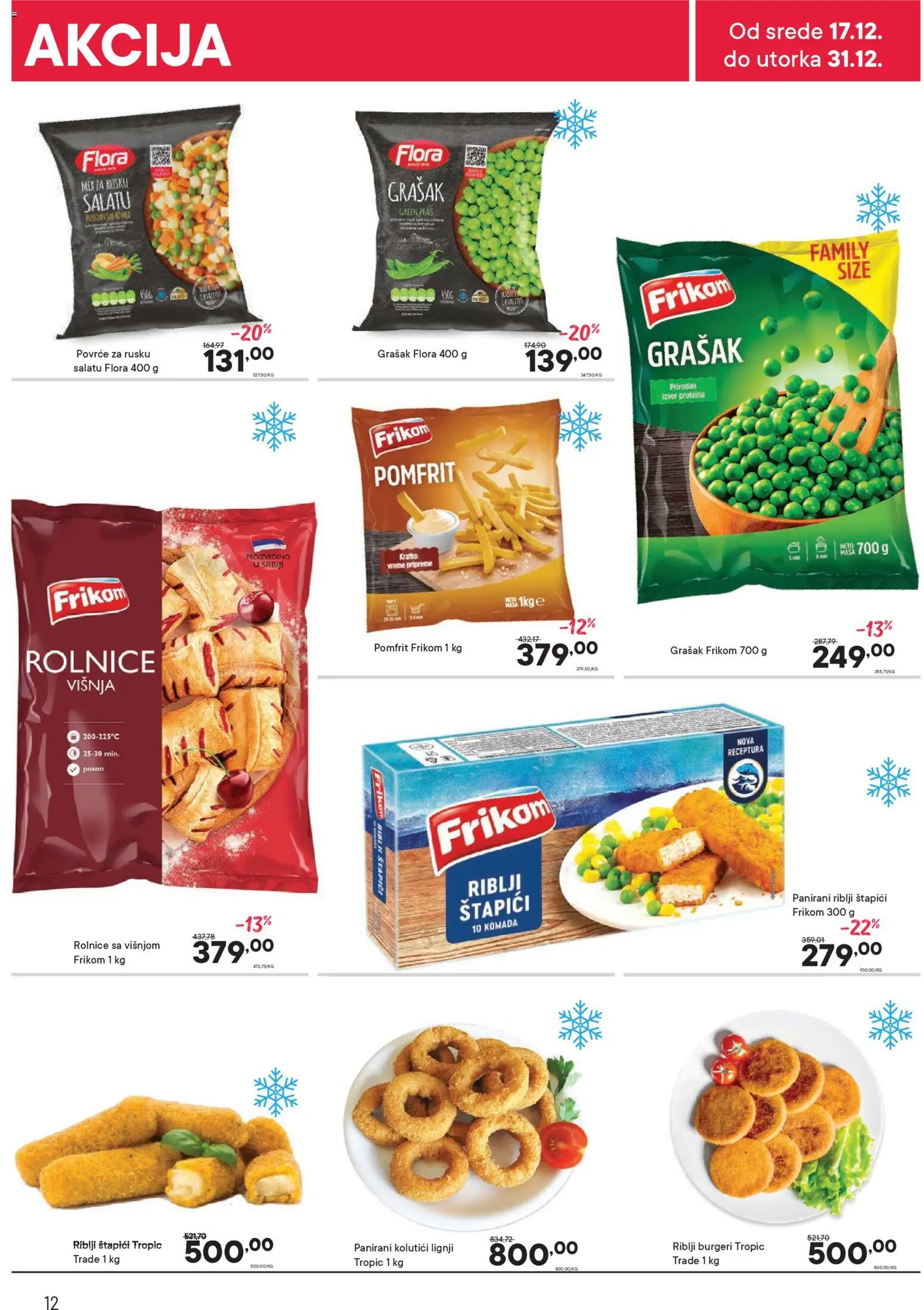 PerSu katalog - važi od 17.12.2025 | Strana: 12 | Proizvode: Grašak, Riblji štapići, Višnja, Pomfrit