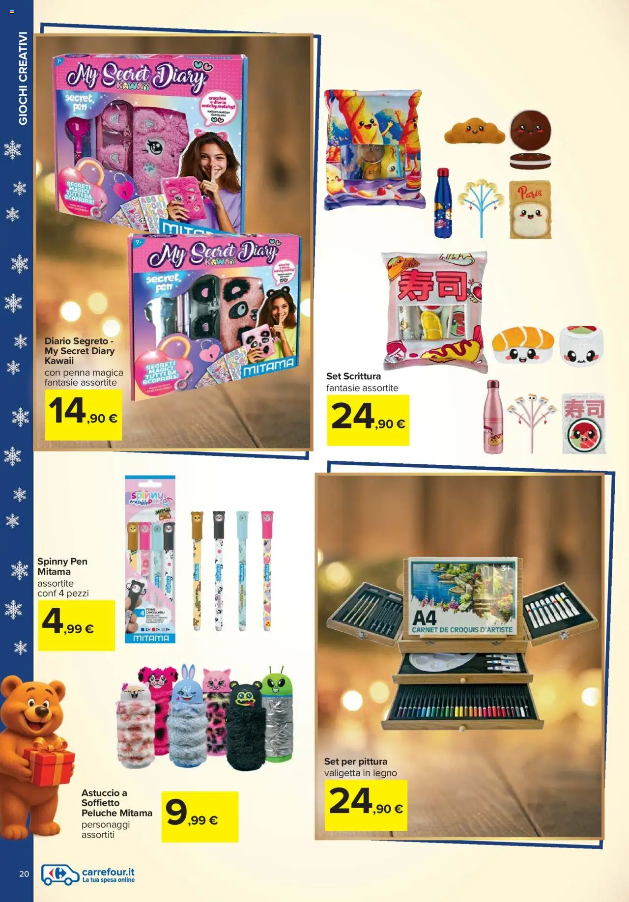 Volantino Carrefour del 24.10.2025 | Pagina: 20 | Prodotti: Peluche, Pittura, Astuccio, Valigetta
