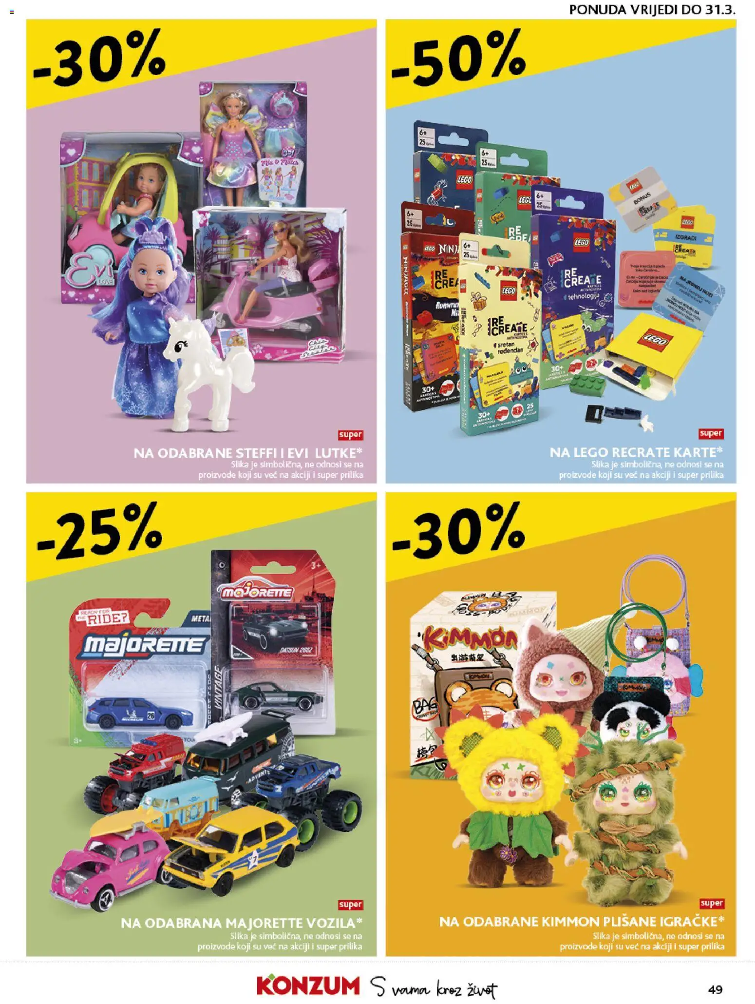 Konzum katalog | vrijedi od 18.03.2026 | Stranica: 49 | Proizvodi: Plišane igračke, Lutke, Lego