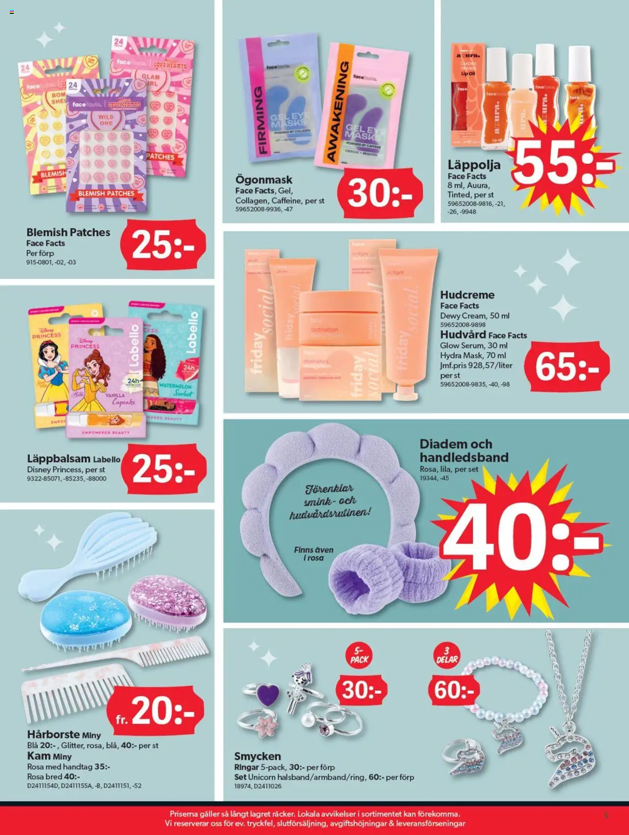 Dollar Store reklamblad aktuell från 25.08.2025 | Sida: 5 | Produkter: Diadem, Smink, Kam, Hårborste