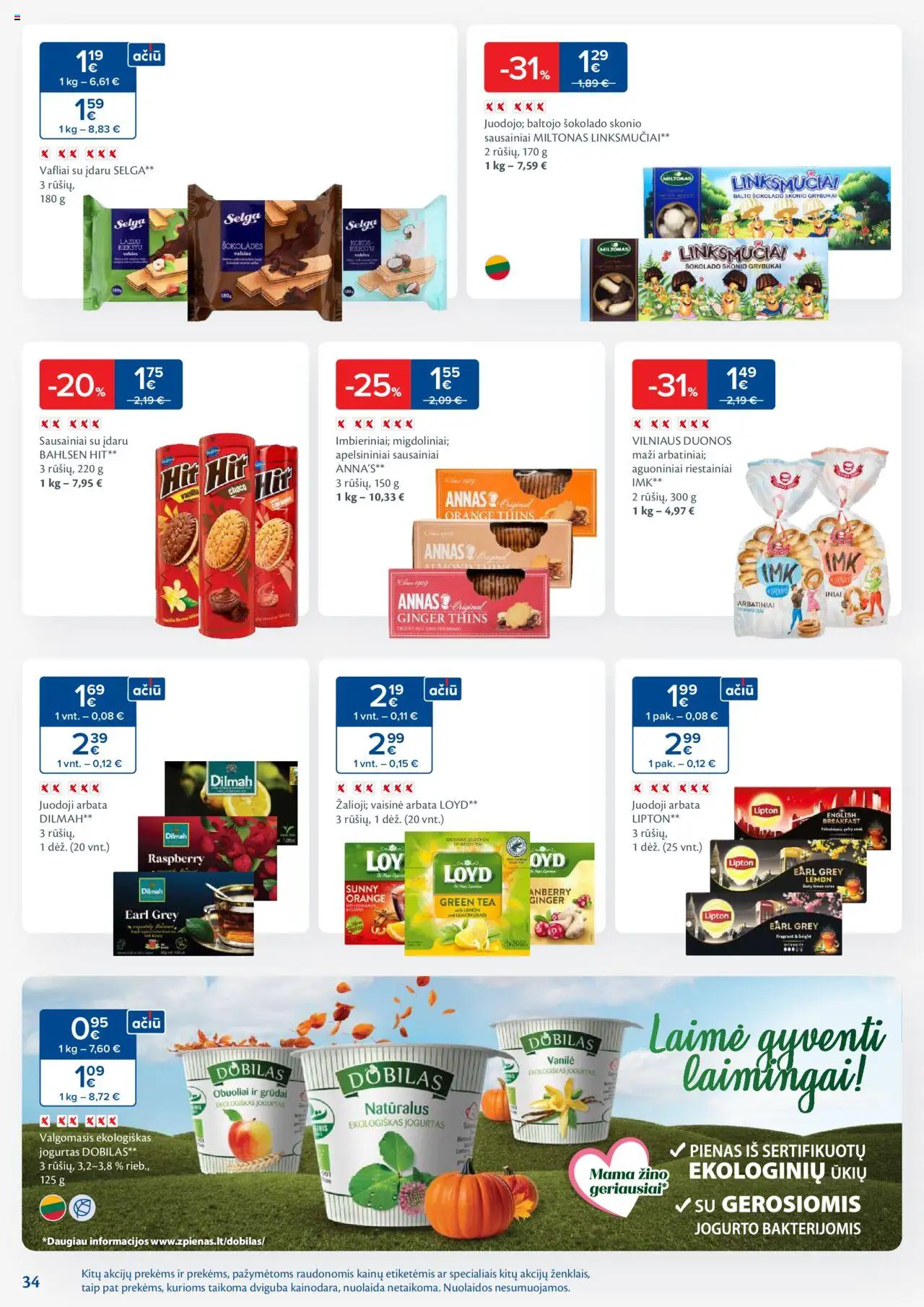 MAXIMA - Leidinys│galioja nuo 02.09.2025 | Puslapis: 34 | Prekių: Sausainiai, Jogurtas, Arbata, Vafliai