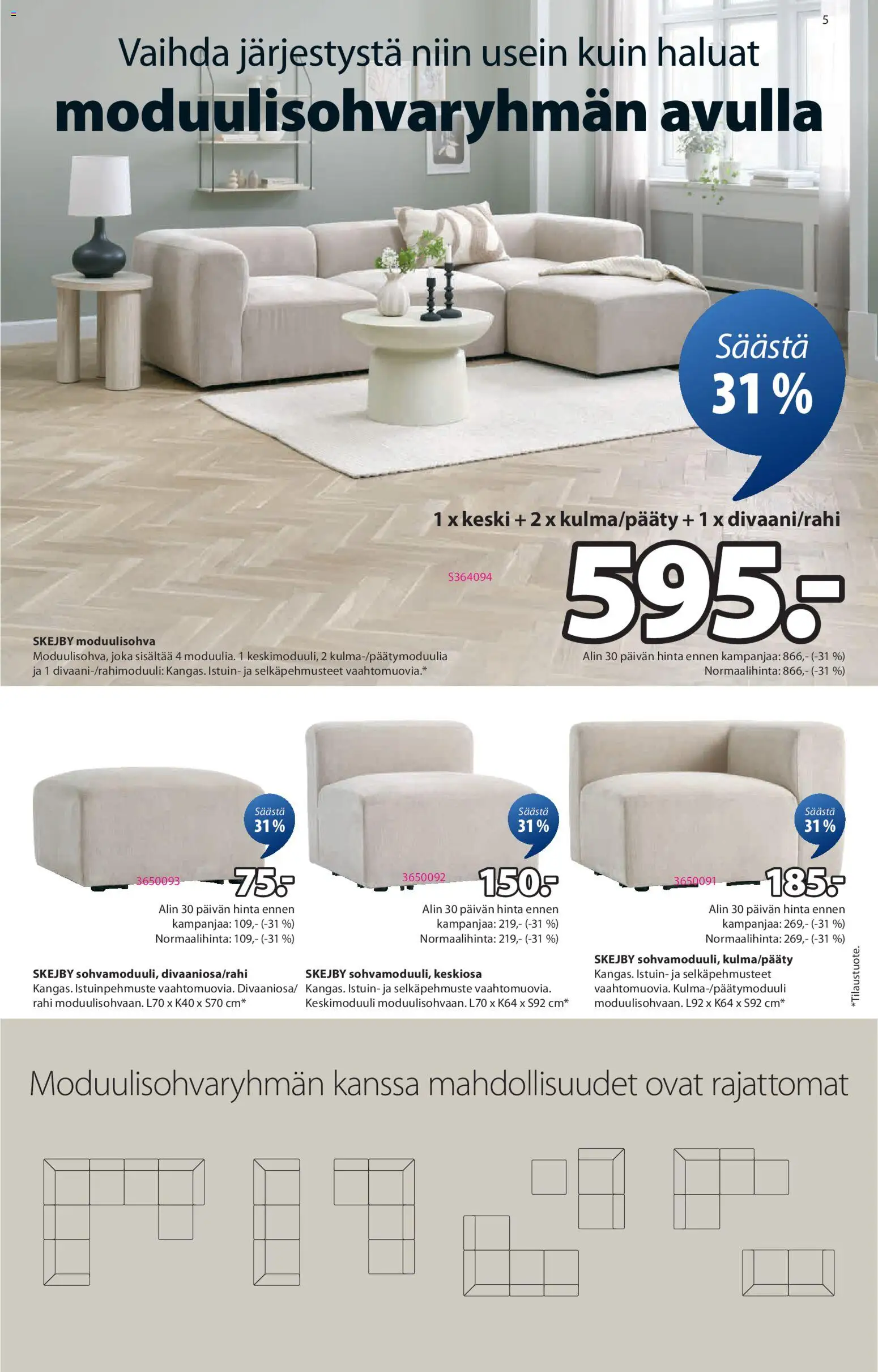 JYSK tarjoukset – voimassa 12.03.2026 alkaen | Sivu: 5 | Tuotteet: Rahi