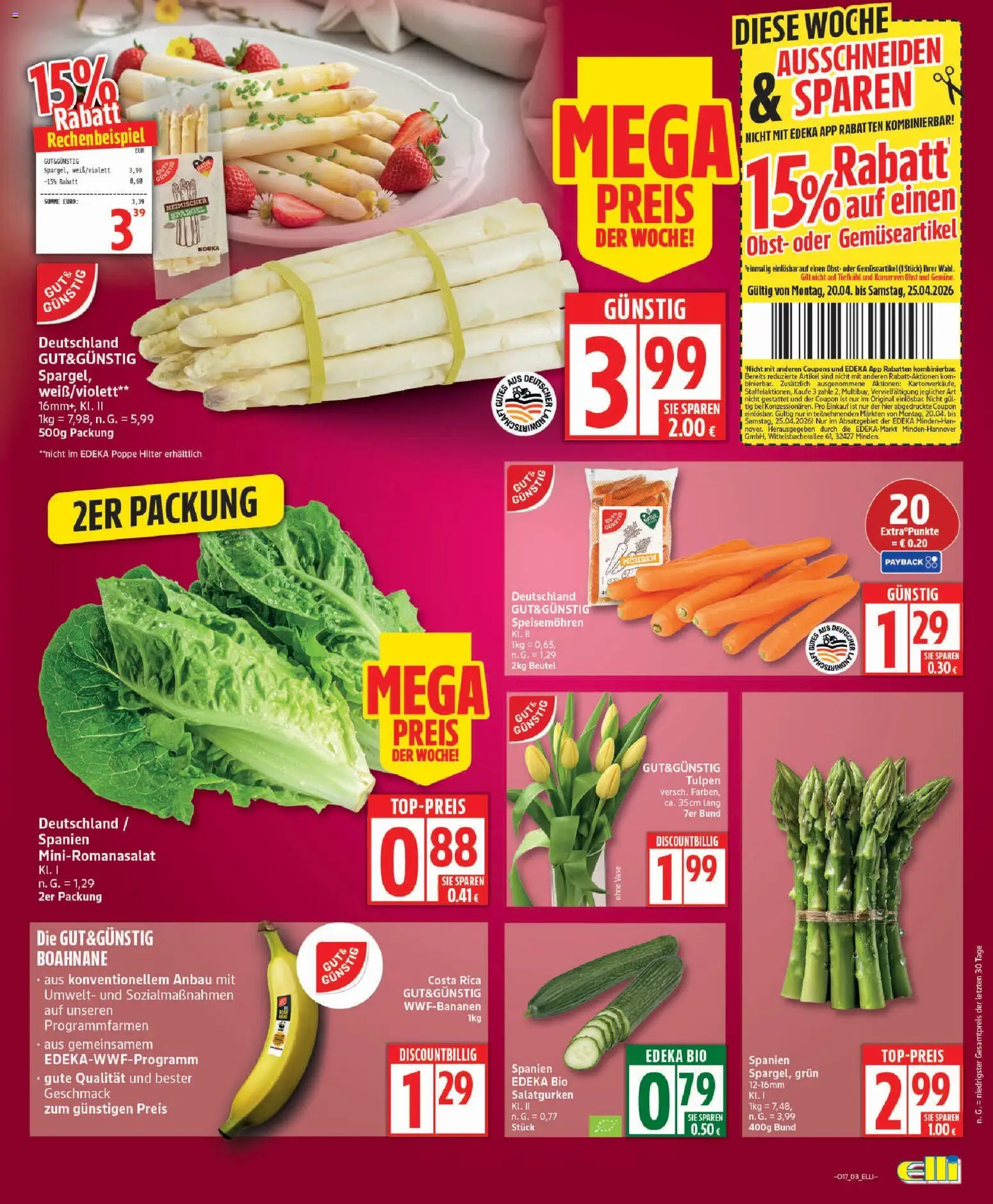 Elli Markt Prospekt 	 – gültig ab 20.04.2026 | Seite: 3 | Produkte: Vase, Spargel, Mohren, Obst