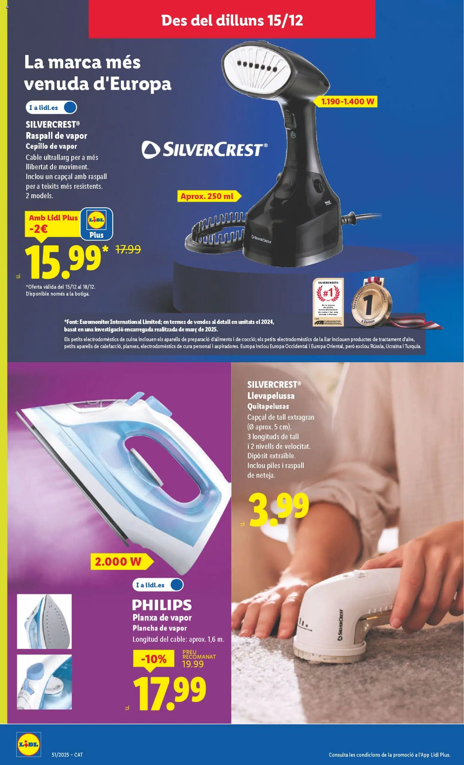Lidl folleto de bazar │ válido desde el 15.12.2025 | Página: 12 | Productos: Cepillo, Cable, Plancha, Table pliante