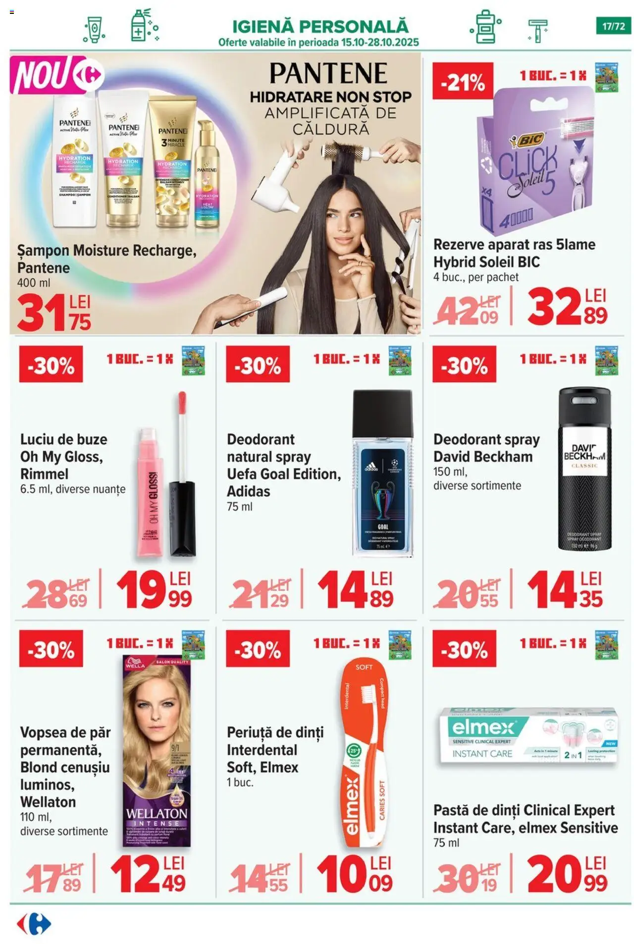 Noul catalog Carrefour – valabil de la 15.10.2025 | Pagină: 18 | Produse: Luciu de buze, Șampon, Deodorant, Pastă de dinți