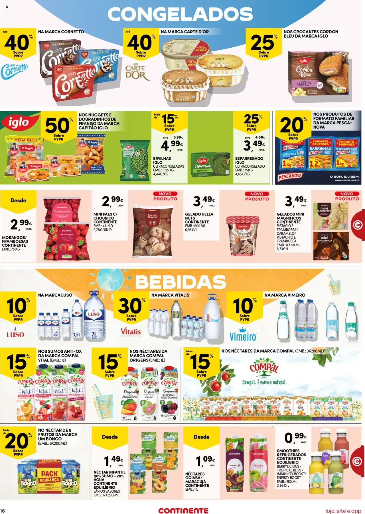 Continente Semanal Continente Bom Dia │ válido de 12.08.2025 | Página: 16 | Produtos: Agua, Pó, Framboesas, Capitão iglo