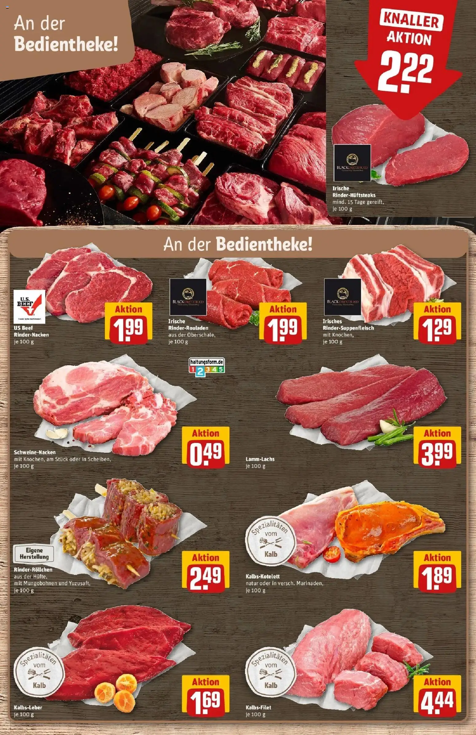 Rewe Prospekt Elsterwerda	 – gültig ab 30.03.2026 | Seite: 13 | Produkte: Rinderrouladen, Schweinenacken, Kalbsleber, Steak